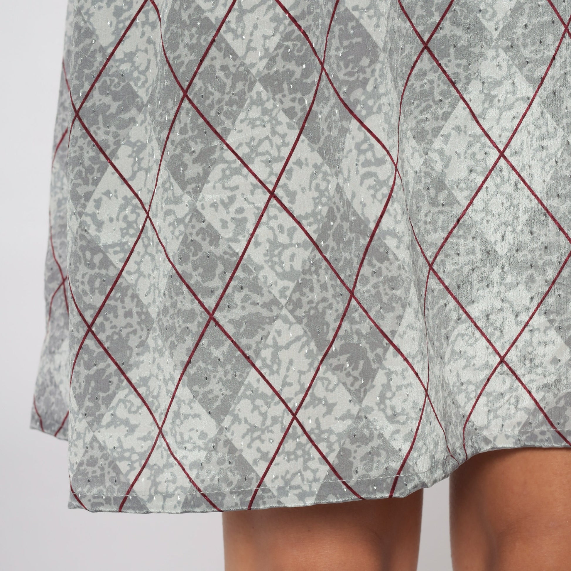80s Leslie Fay Plaid Mini Dress Puff Sleeve White Grey Checkered Medium