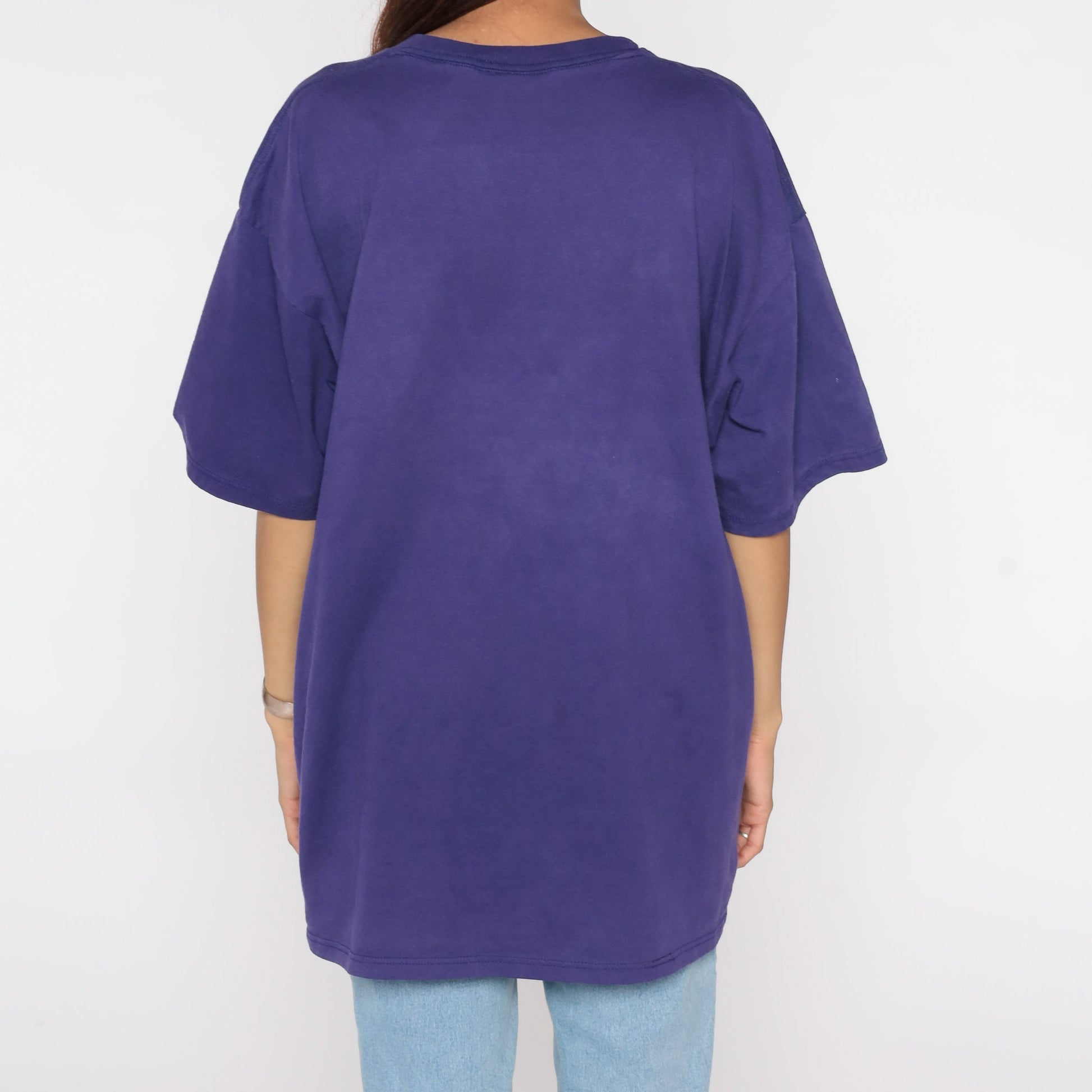 90s Hummingbird Canna Flower T-Shirt Purple Graphic Tee Plus Size XXL
