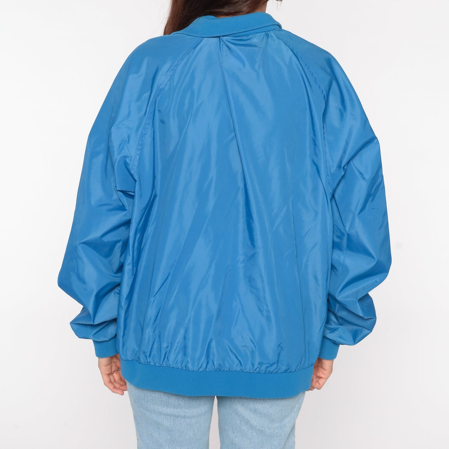 80s Eddie Bauer Half-Snap Windbreaker Pullover Blue Nylon Shell Extra Large