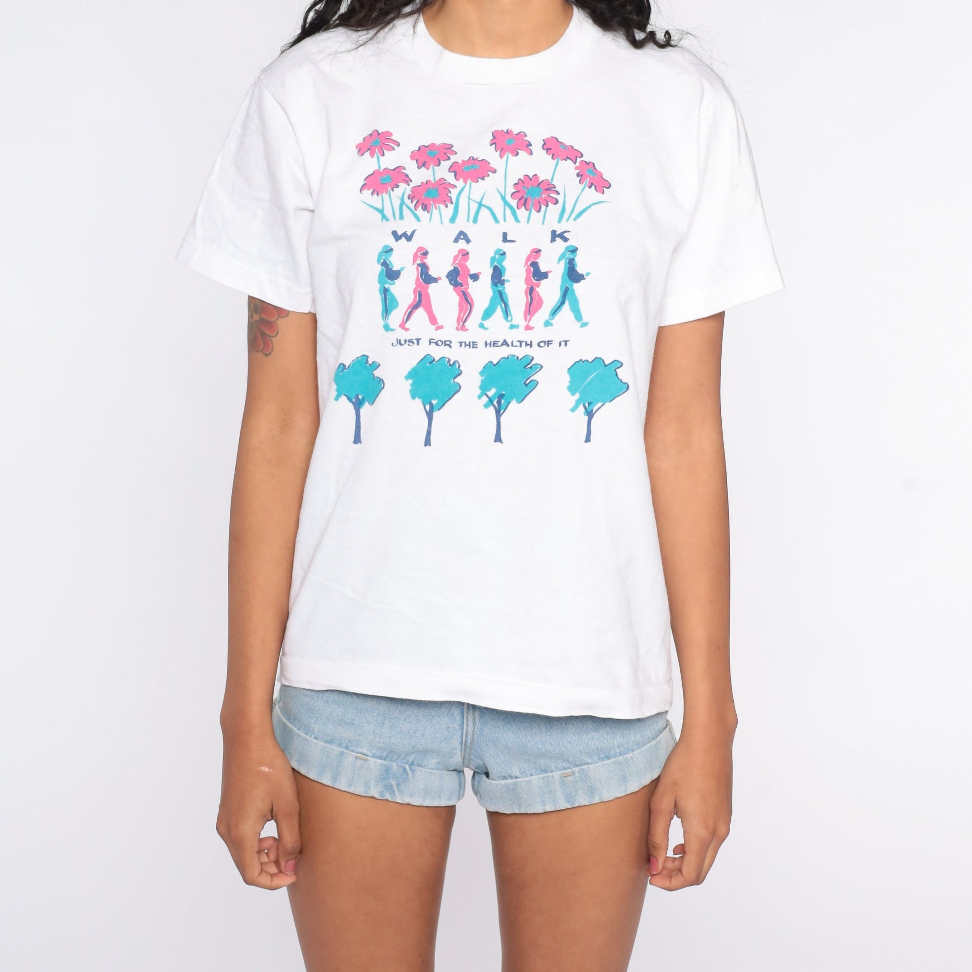 80s Walk Just For The Health Of It Graphic T-Shirt Cotton Medium