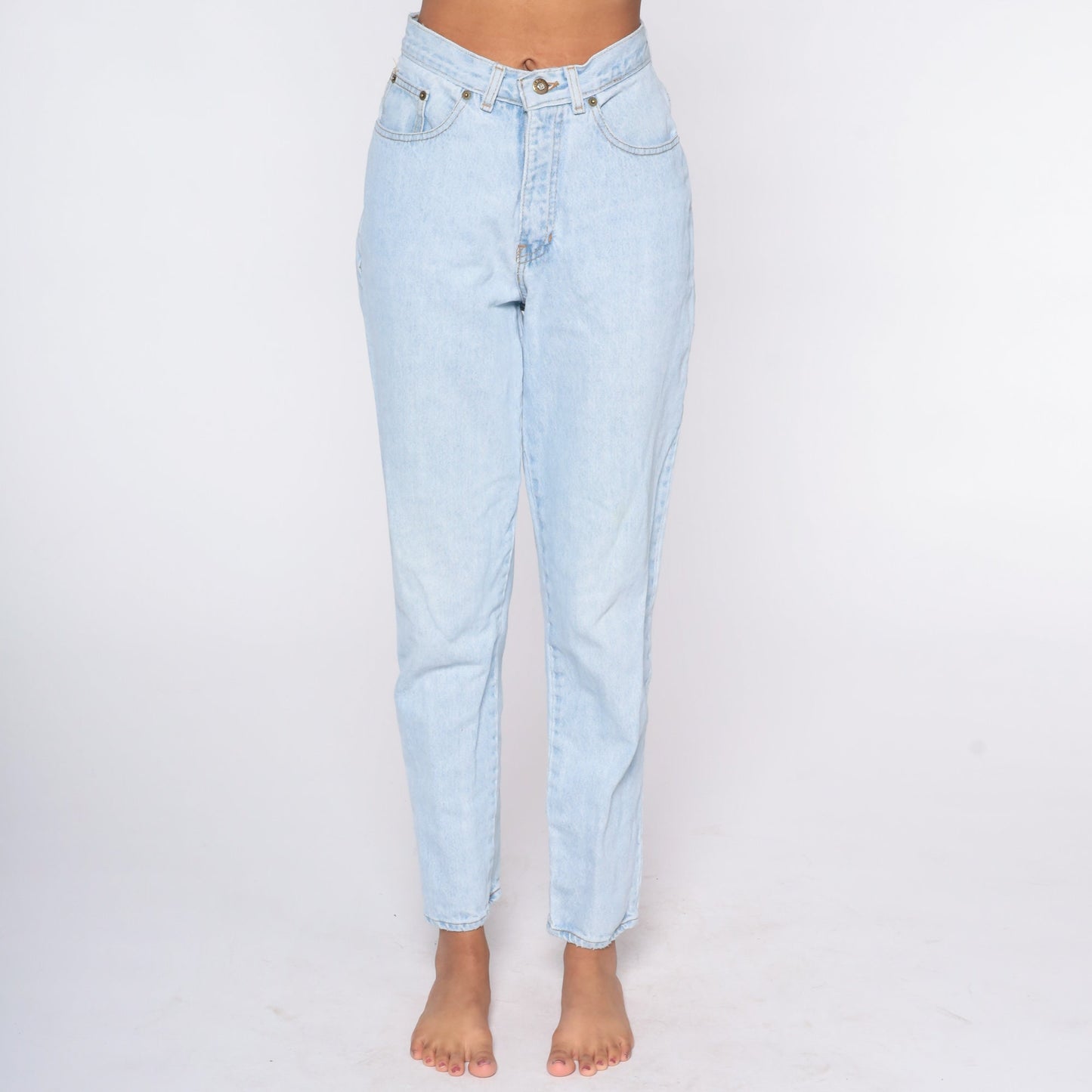 90s Express High Waist Tapered Jeans Blue Denim Small 27