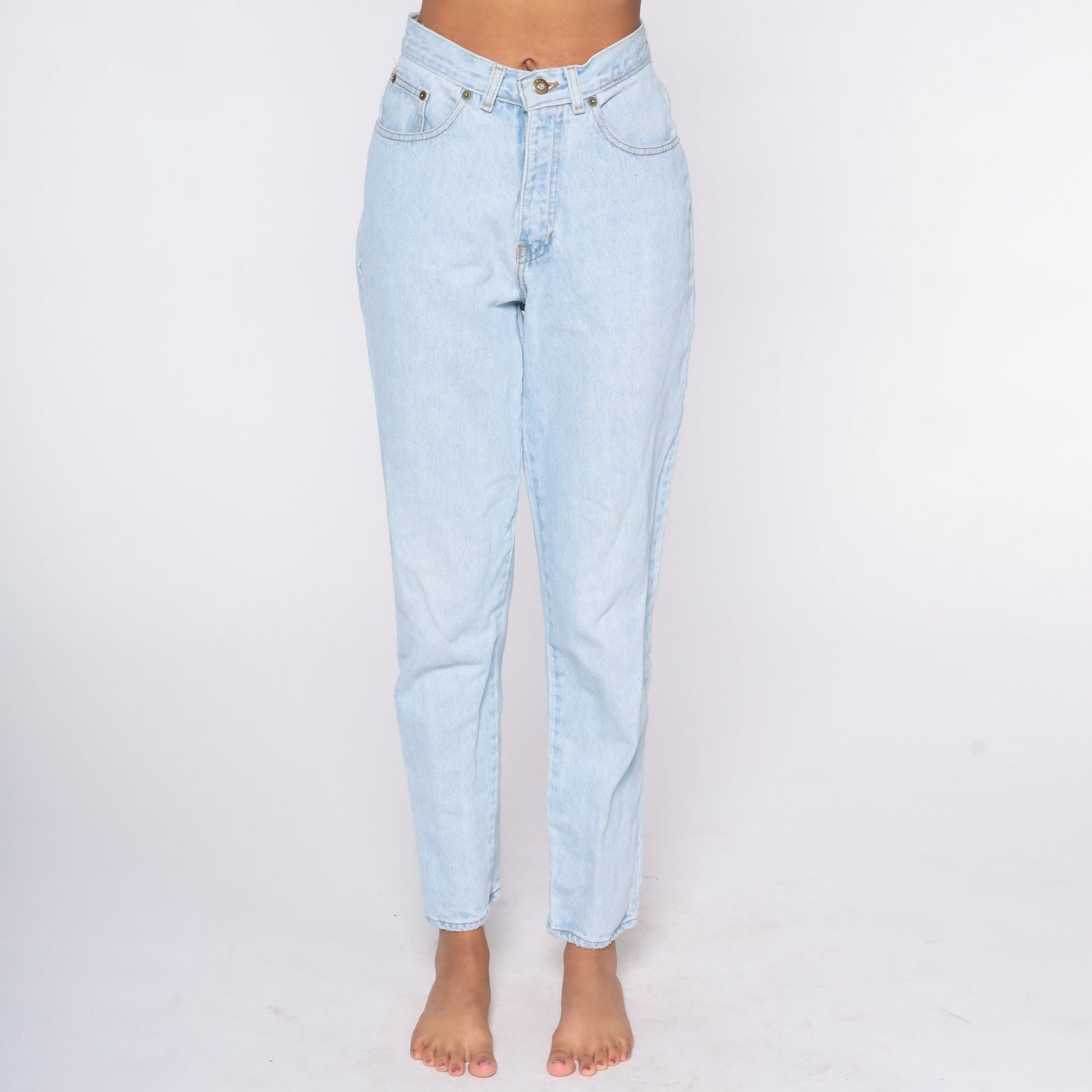 90s Express High Waist Tapered Jeans Blue Denim Small 27