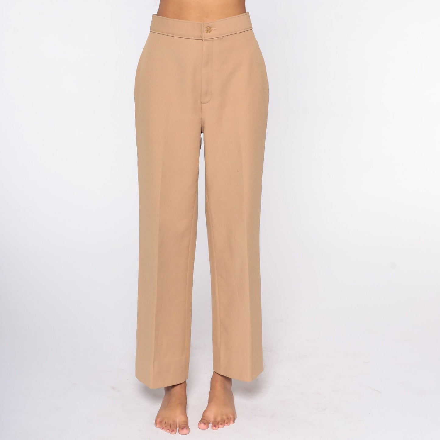 70s Levis High Waist Wide Leg Trousers Tan Straight Leg Small