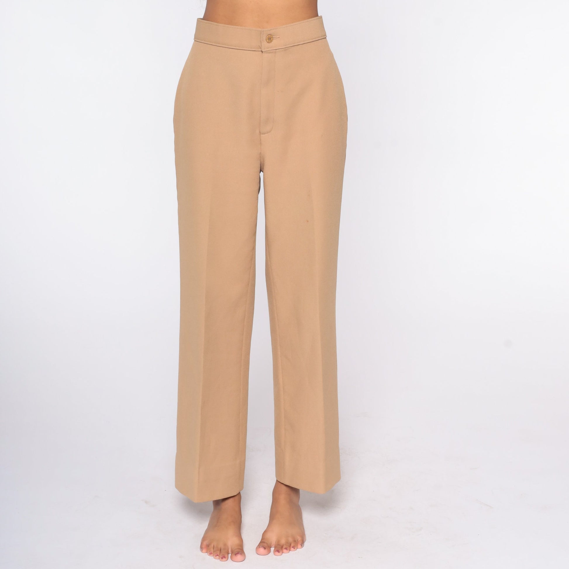 70s Levis High Waist Wide Leg Trousers Tan Straight Leg Small