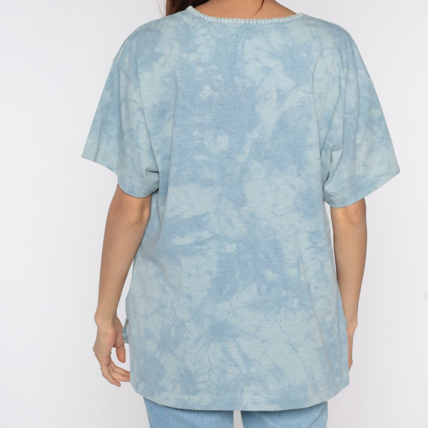 90s Mozambique Giraffe Tie Dye T-Shirt Blue Stamp Print Medium