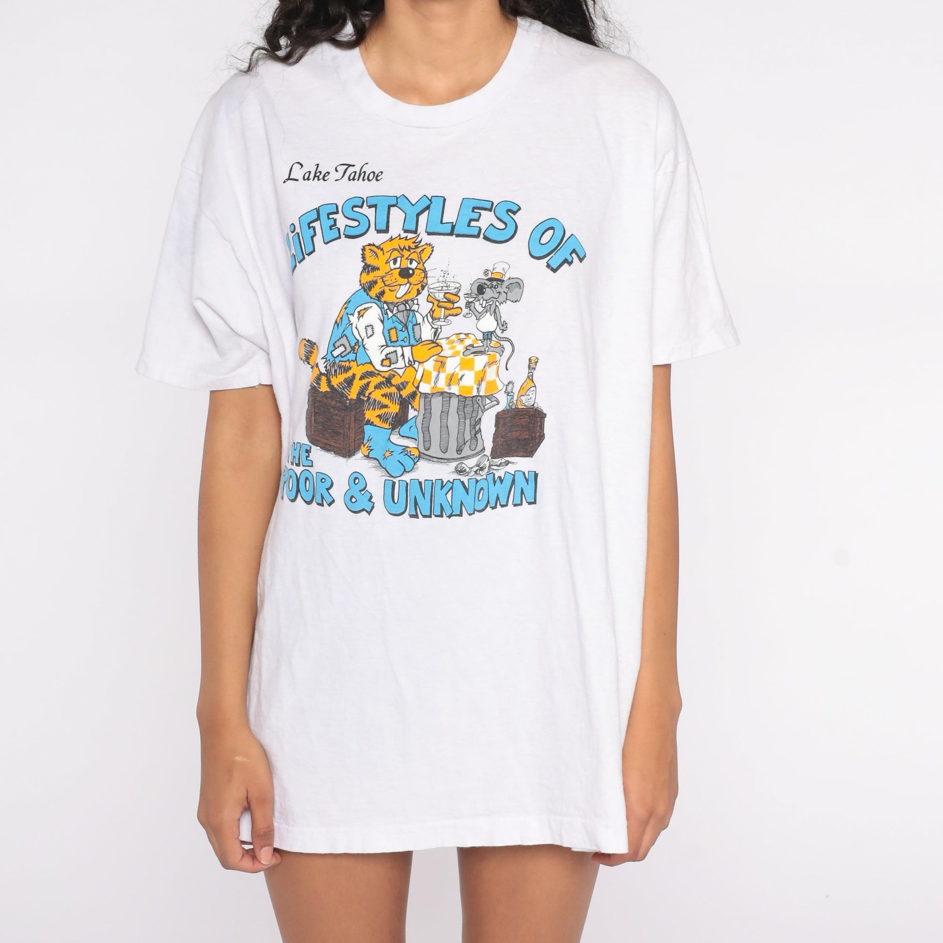 80s Lake Tahoe Cat Rat Graphic T-Shirt Lifestyles Poor Unknown XXL