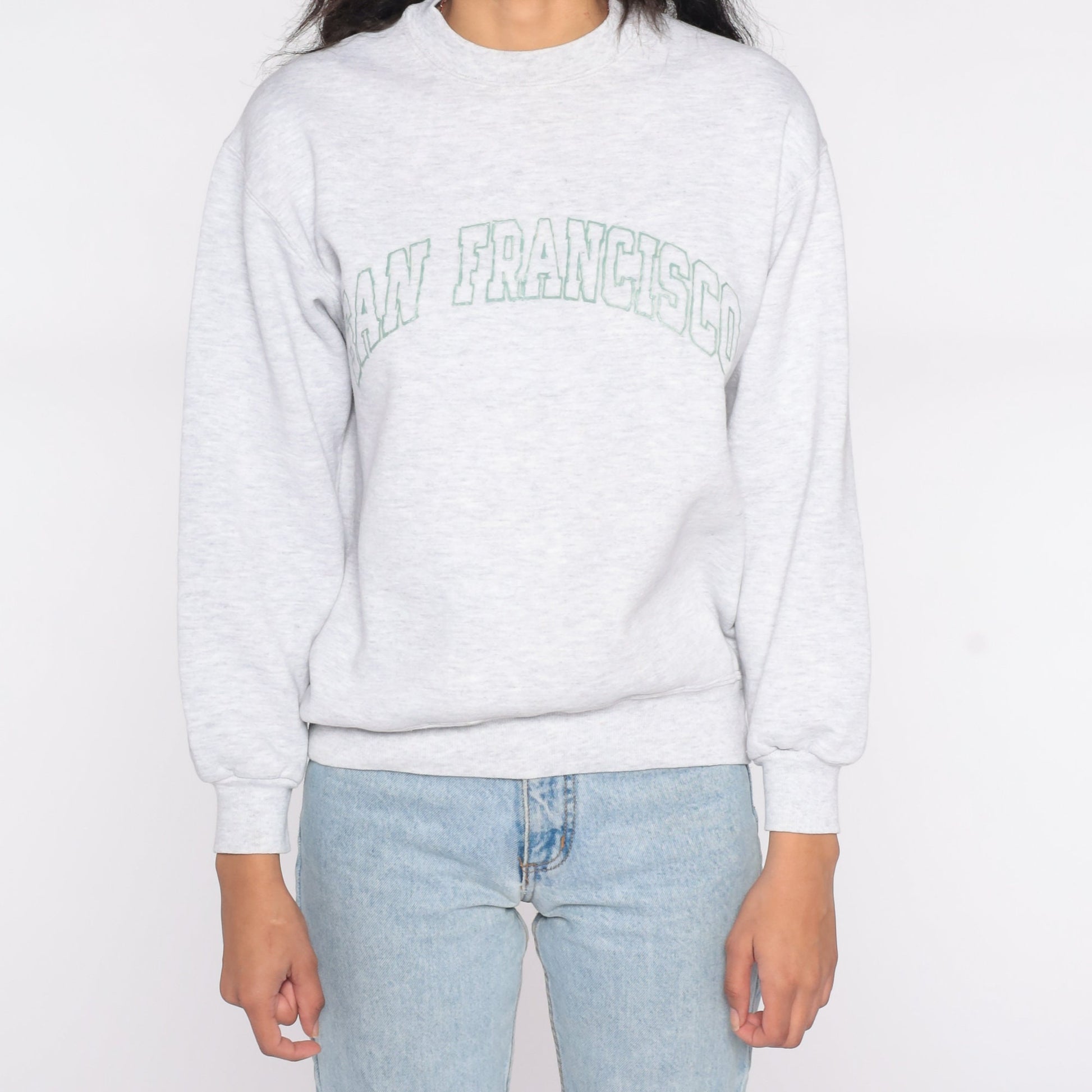 90s San Francisco Jerzees Sweatshirt Grey Crewneck Graphic Small