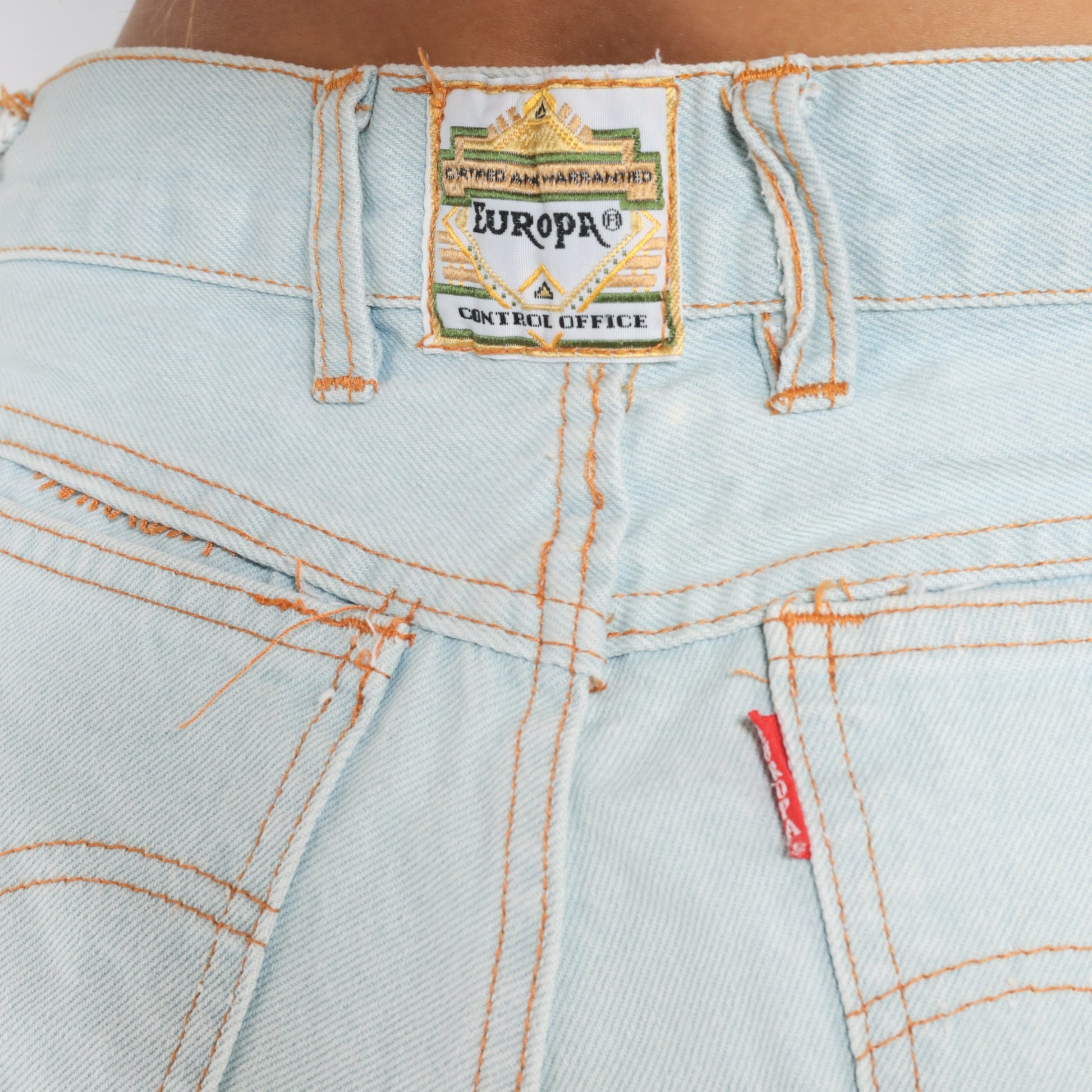 90s Neon Surfer Denim Shorts High Waisted Blue Jean Bermuda Medium