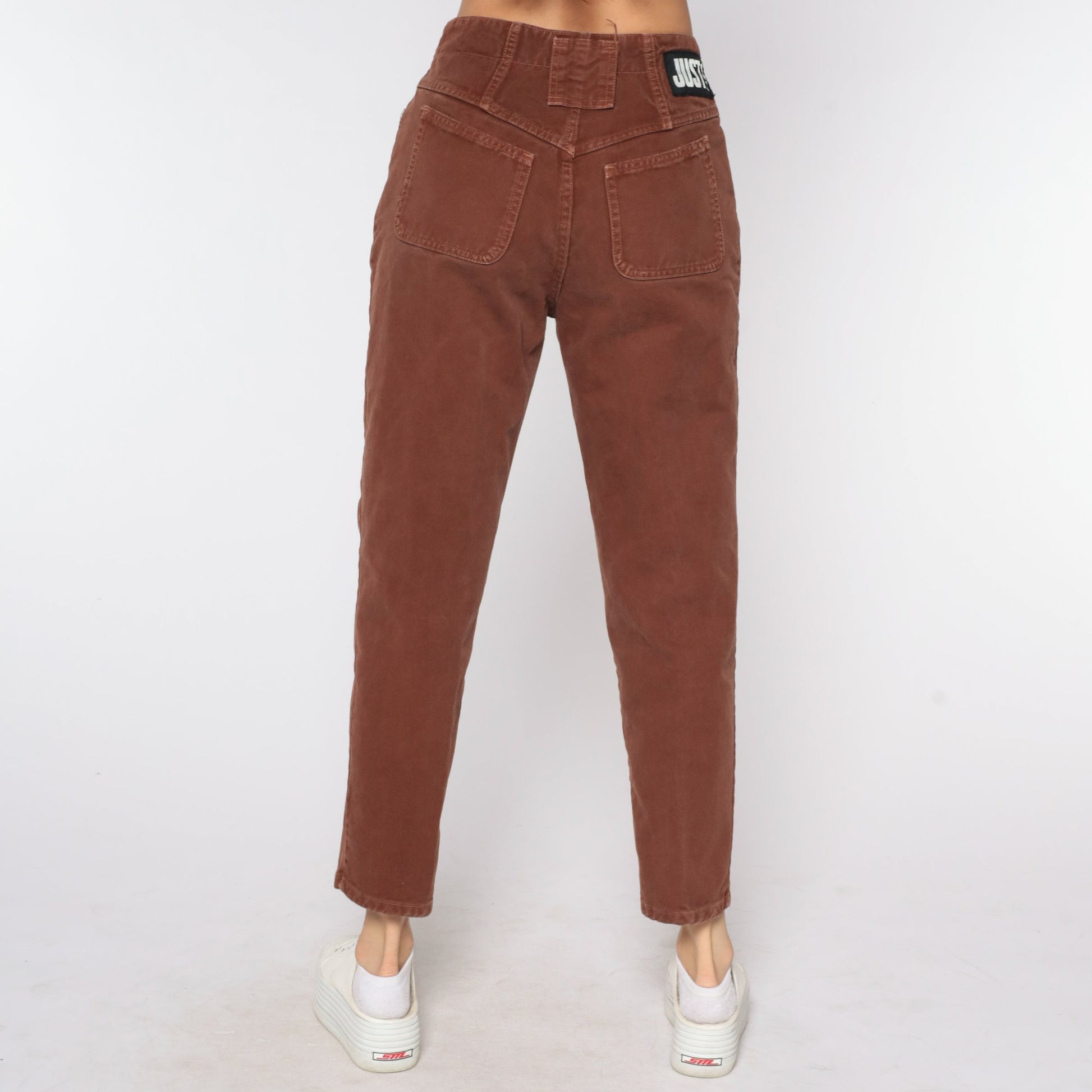 80s Brown High-Waist Tapered Jeans Denim Pants Medium 29