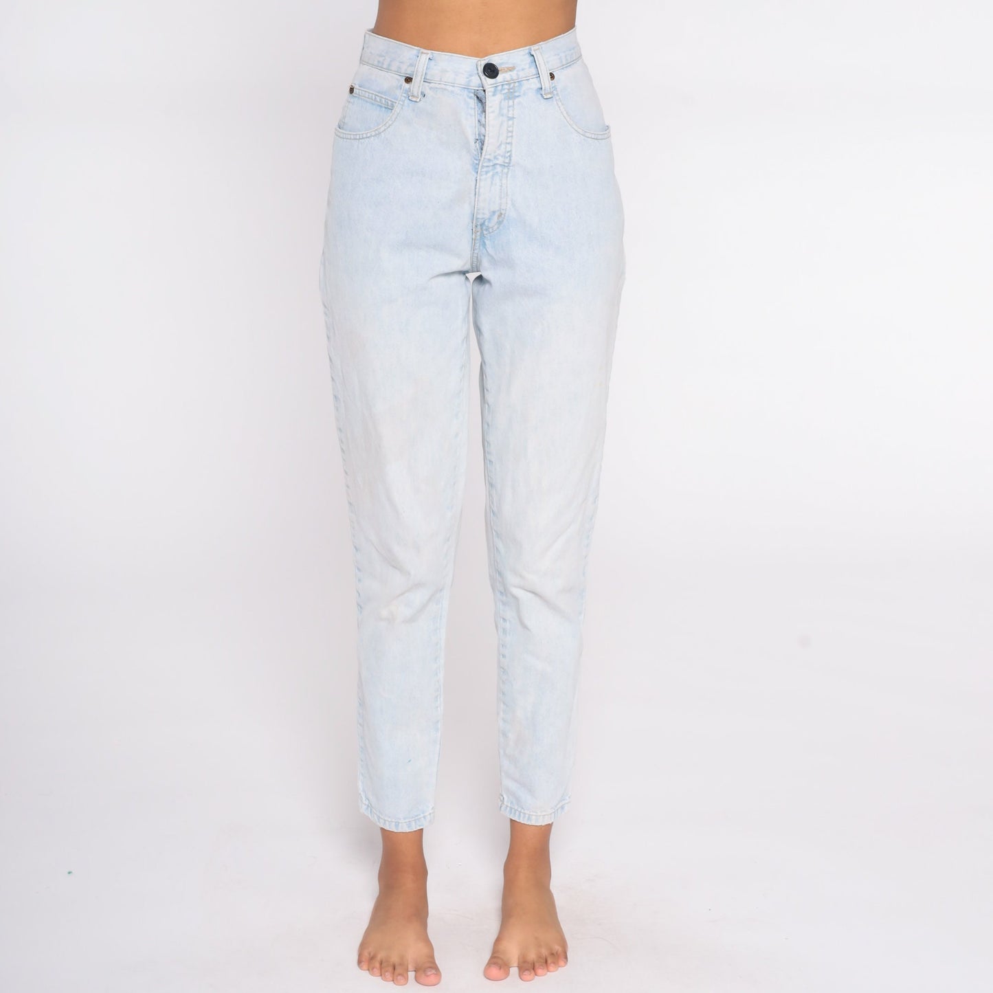 80s Acid Wash High Waist Mom Jeans Blue Denim Tapered Small