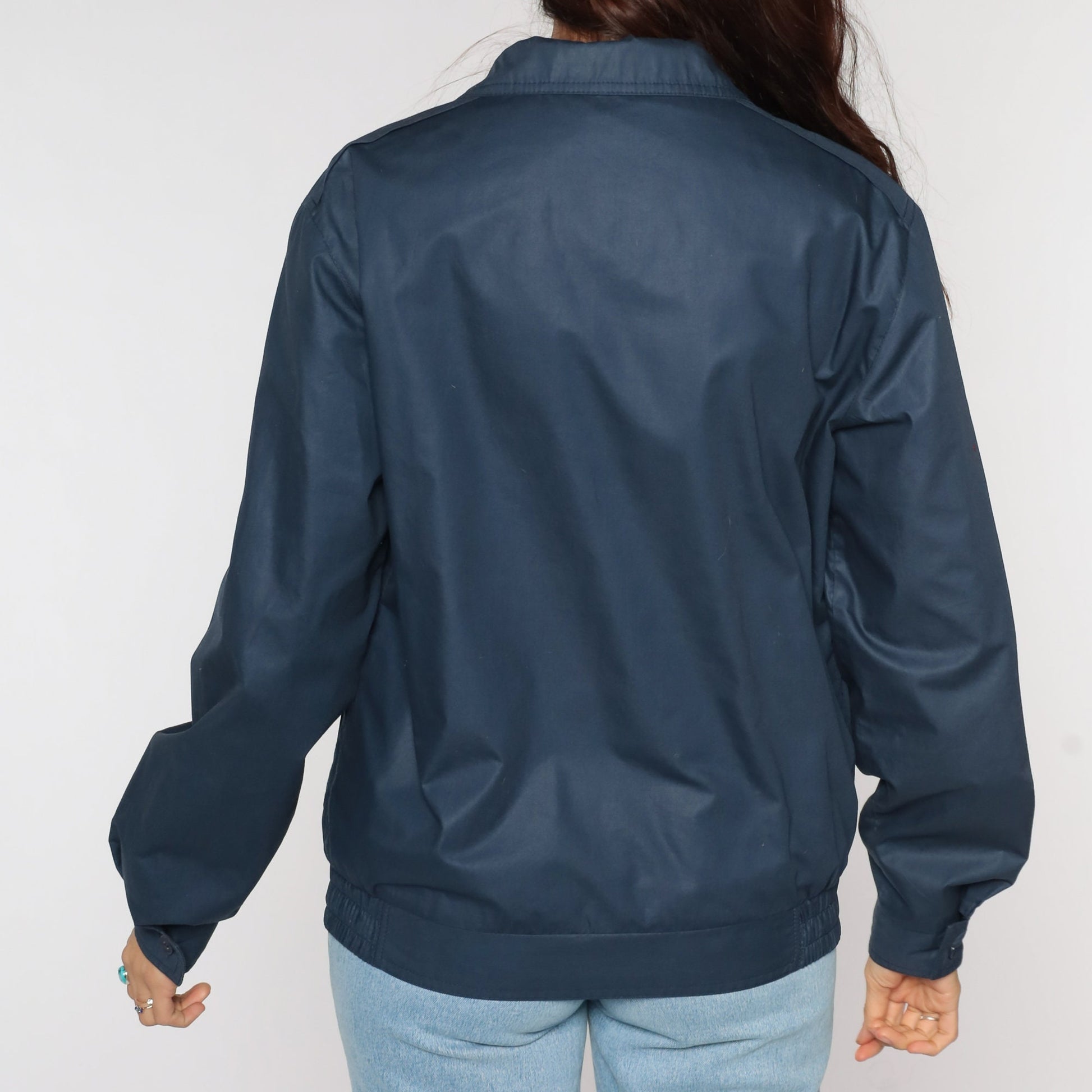 80s Members Only Jacket Navy Blue Windbreaker Cafe Racer Small
