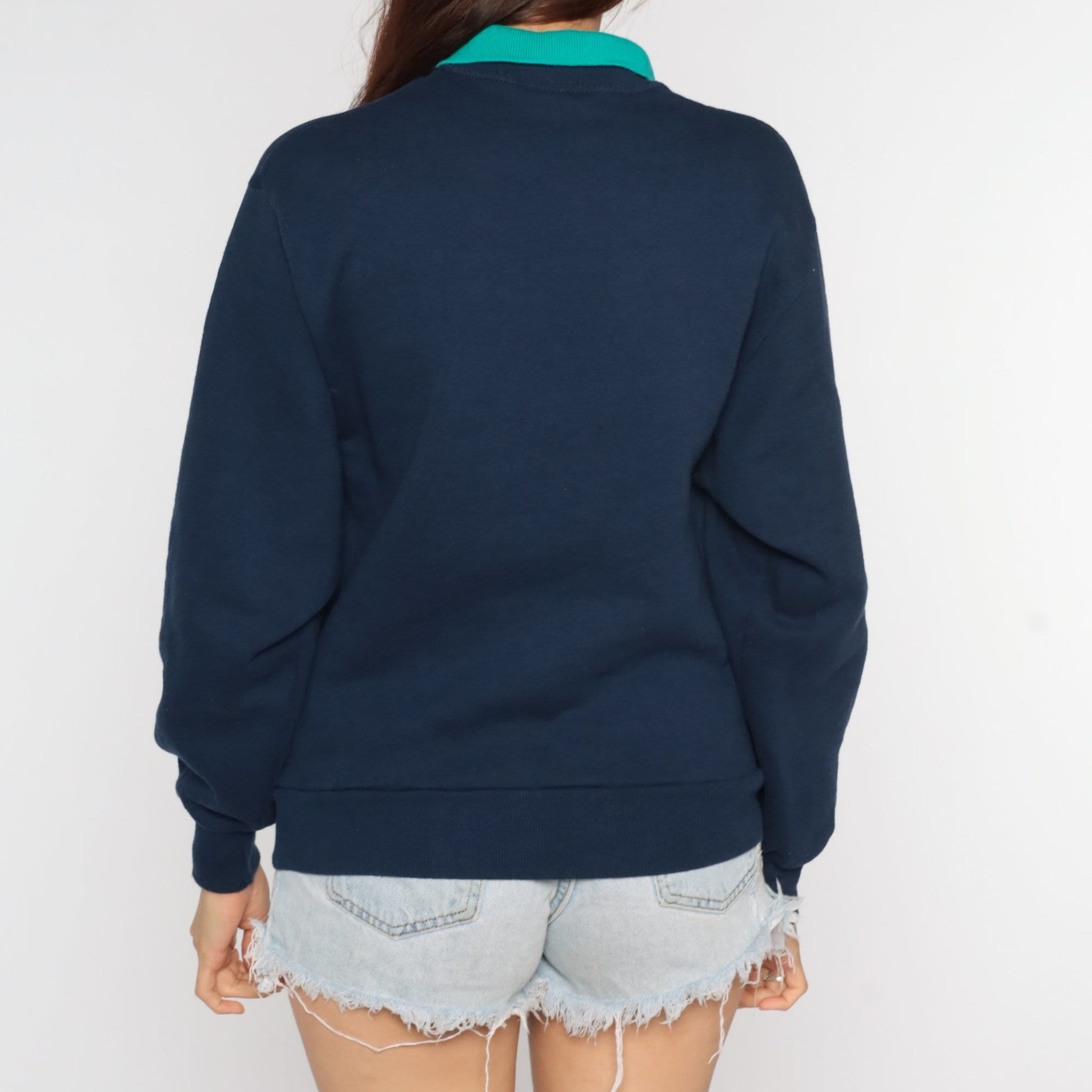 90s World's Greatest Mom Sweatshirt Navy Floral Graphic Crewneck Extra Small