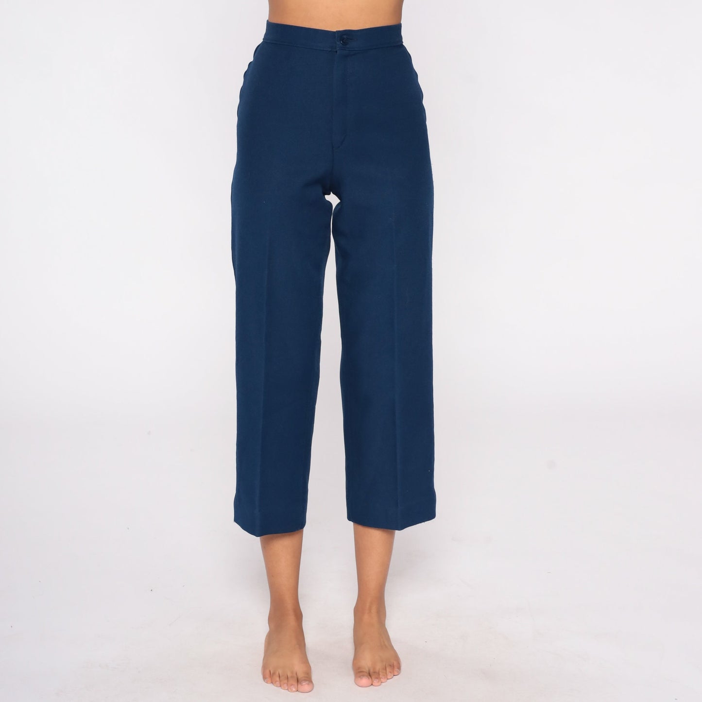 70s Navy Straight Leg High Rise Trousers Extra Small XS