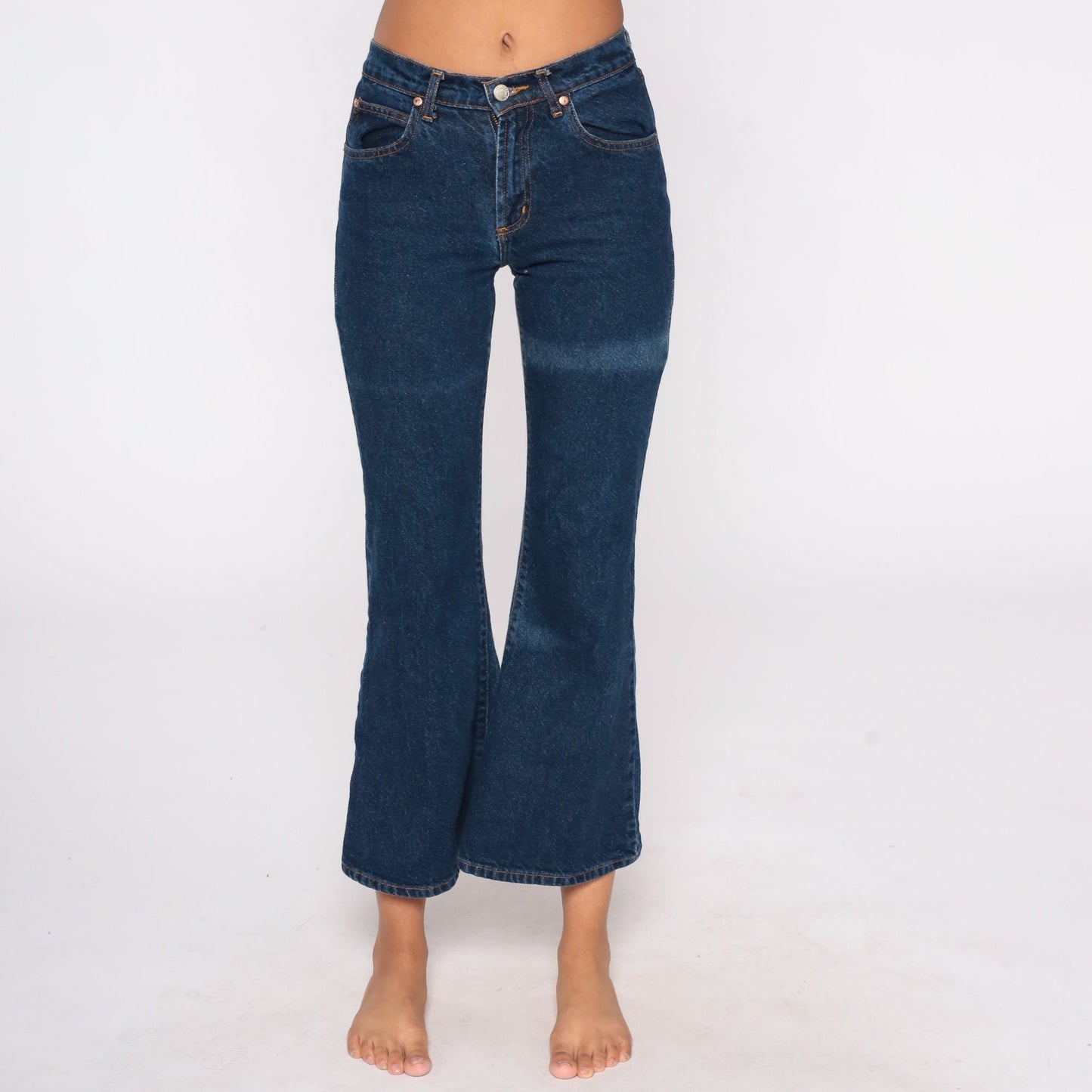 Y2K Paris Blues Flared Jeans Blue Denim Mid Rise Extra Small