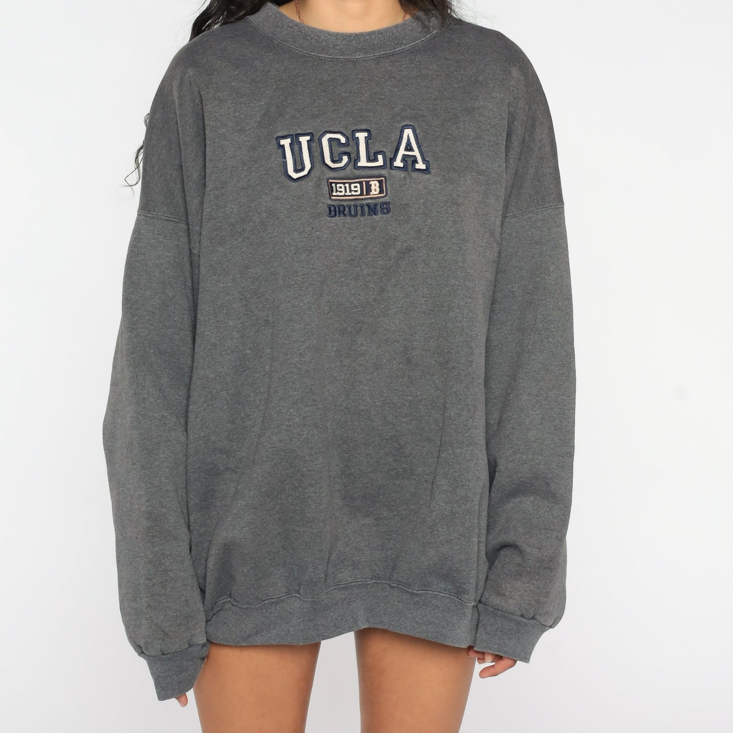 90s UCLA Bruins Football Graphic Sweatshirt Dark Grey Crewneck XXL
