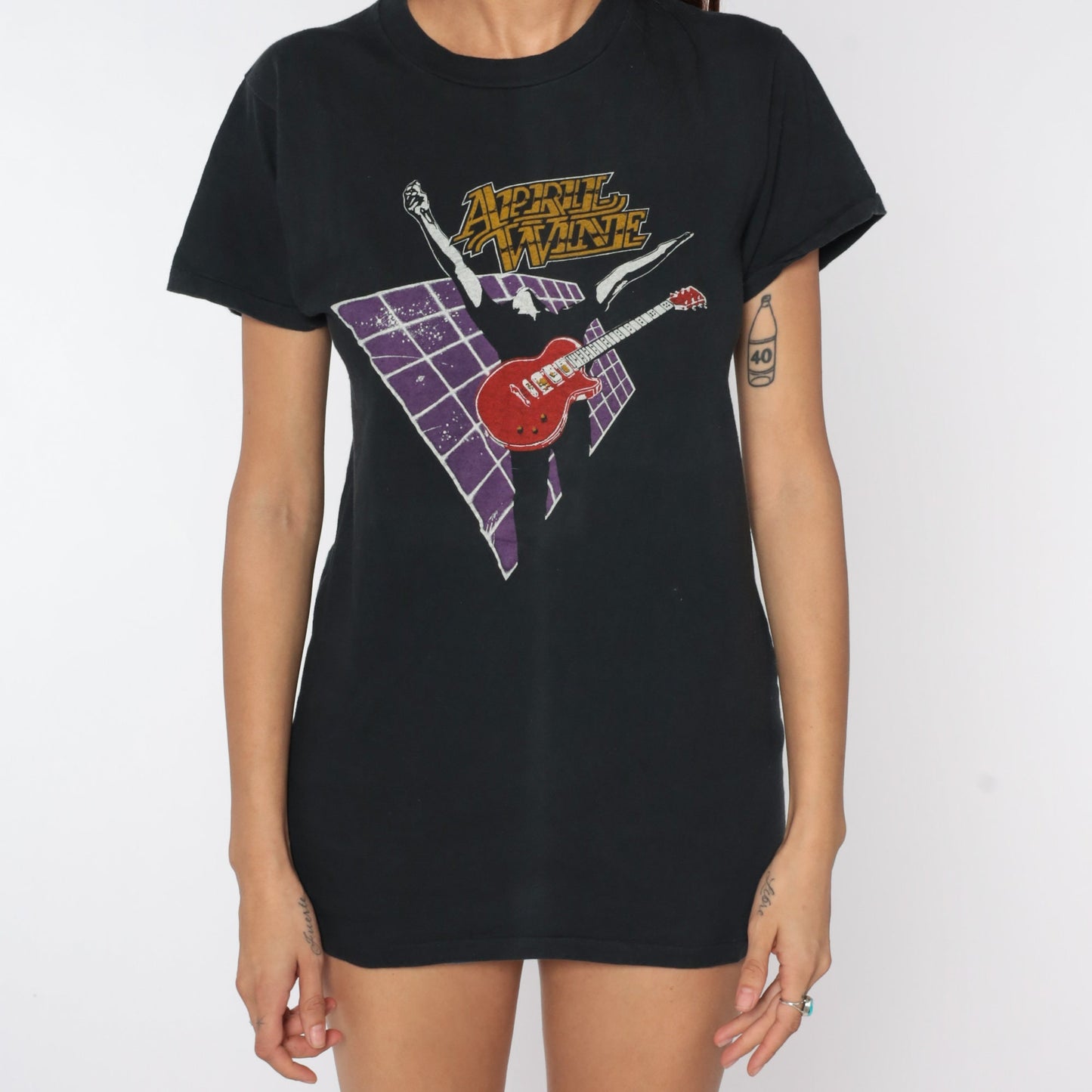 80s April Wine Power Play World Tour Band T-Shirt Cotton Screen Stars Medium