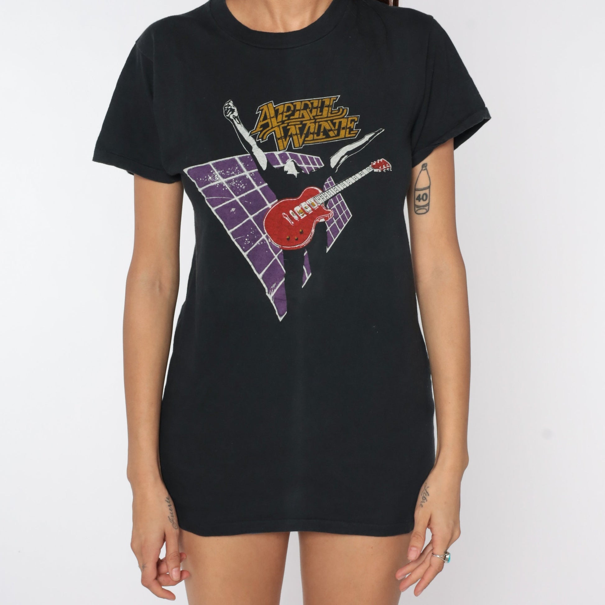 80s April Wine Power Play World Tour Band T-Shirt Cotton Screen Stars Medium