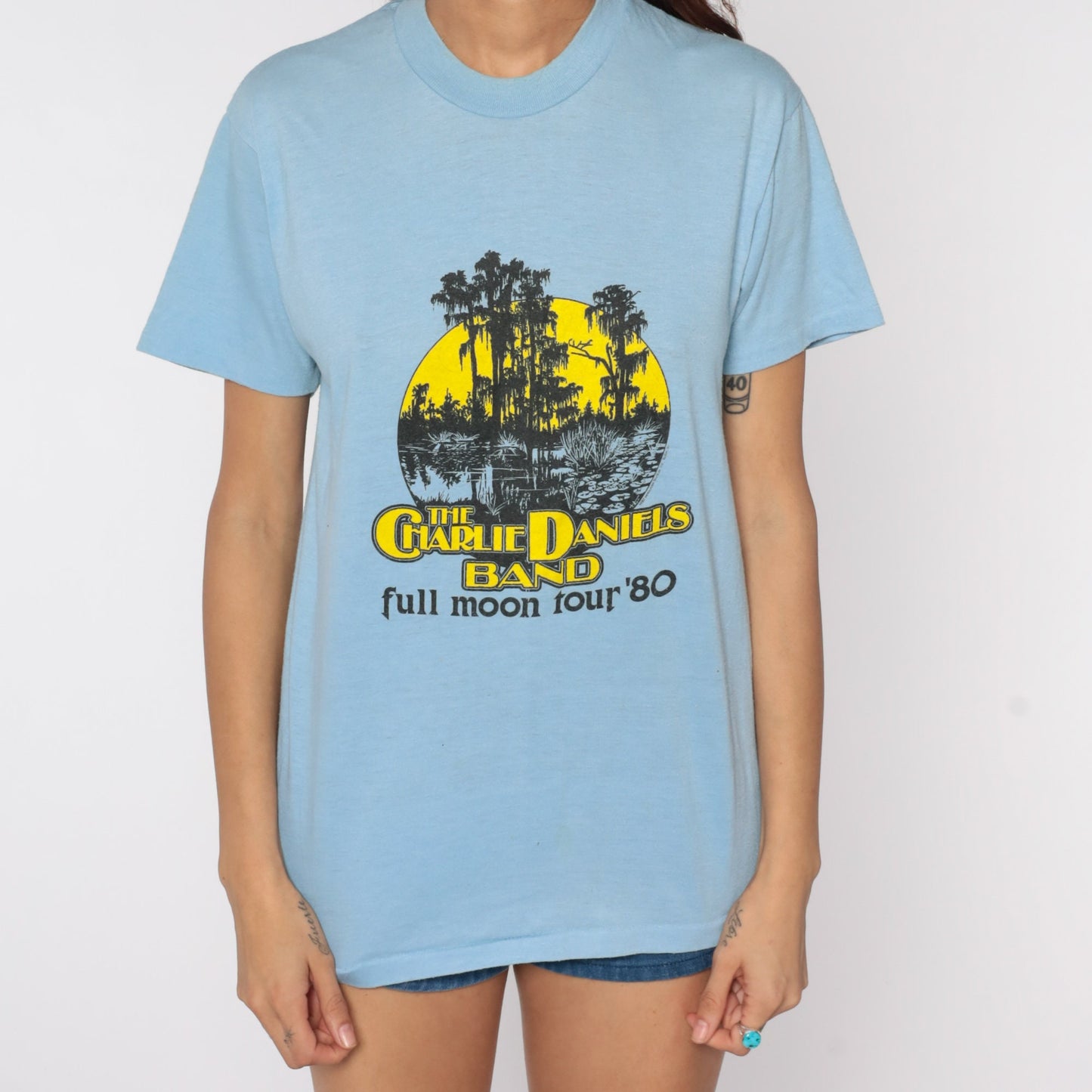 Charlie Daniels Band 1980 Full Moon Tour Graphic Tee Cotton Medium