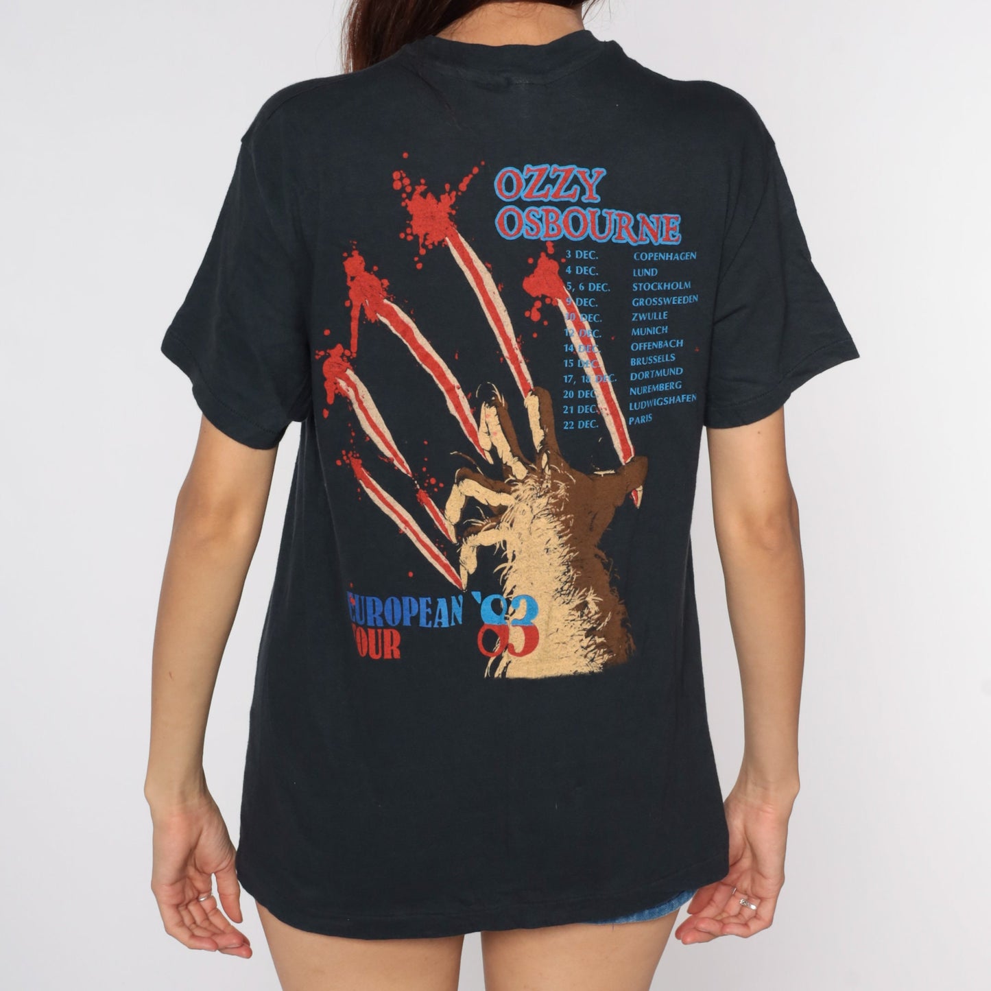 1983 Ozzy Osbourne Bark At The Moon Tour T-Shirt Black Cotton Medium