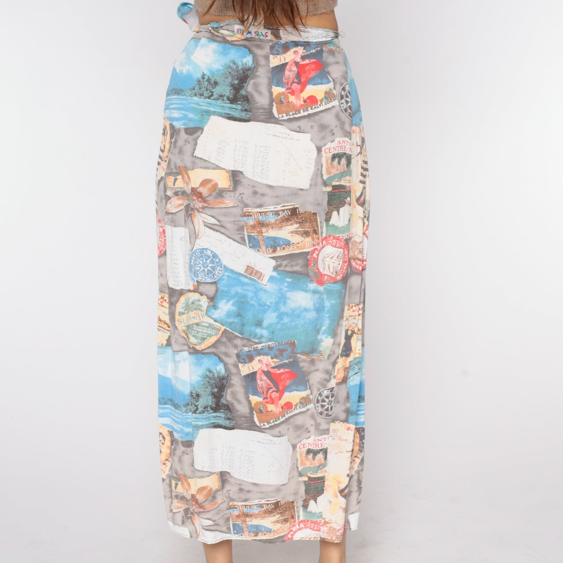 90s Jams World Tropical Wrap Midi Skirt Corsica France Print Small