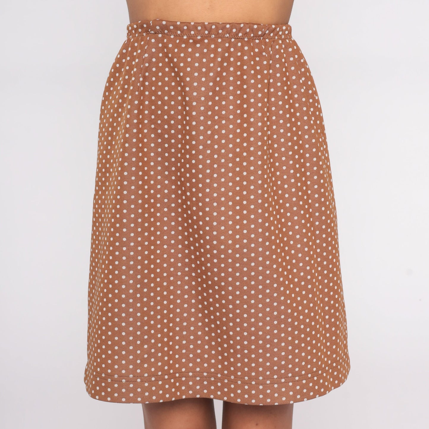 70s Brown Polka Dot Mini Skirt High Waisted Pencil Cut Small S