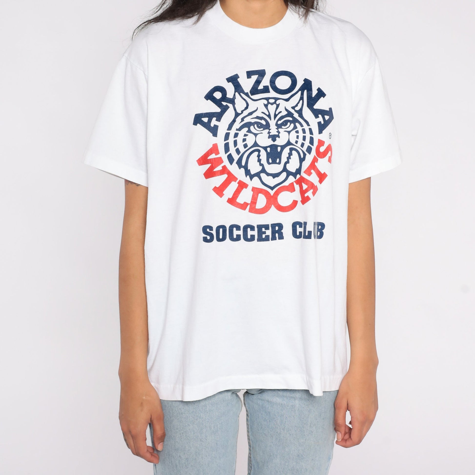 80s Arizona Wildcats University Graphic T-Shirt Screen Stars White Extra Large XL