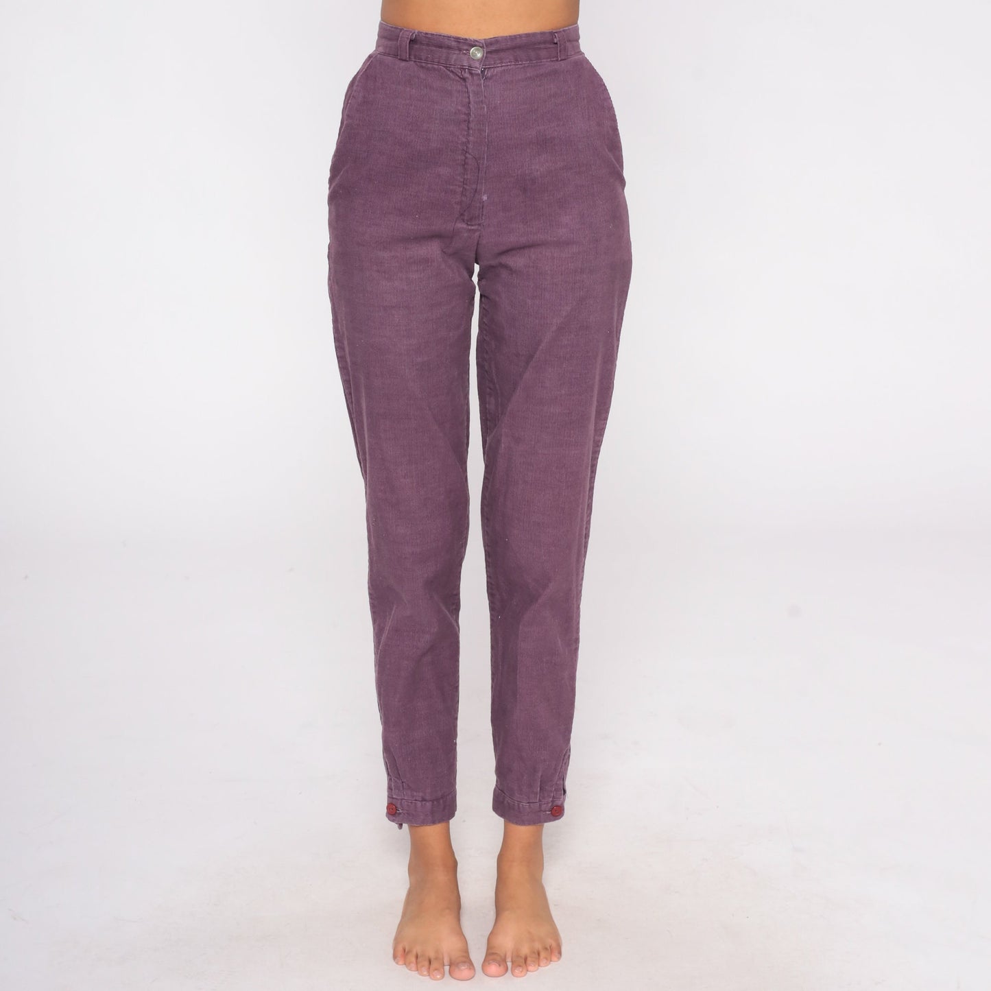 80s Purple Corduroy High-Waist Tapered Pants Extra Small