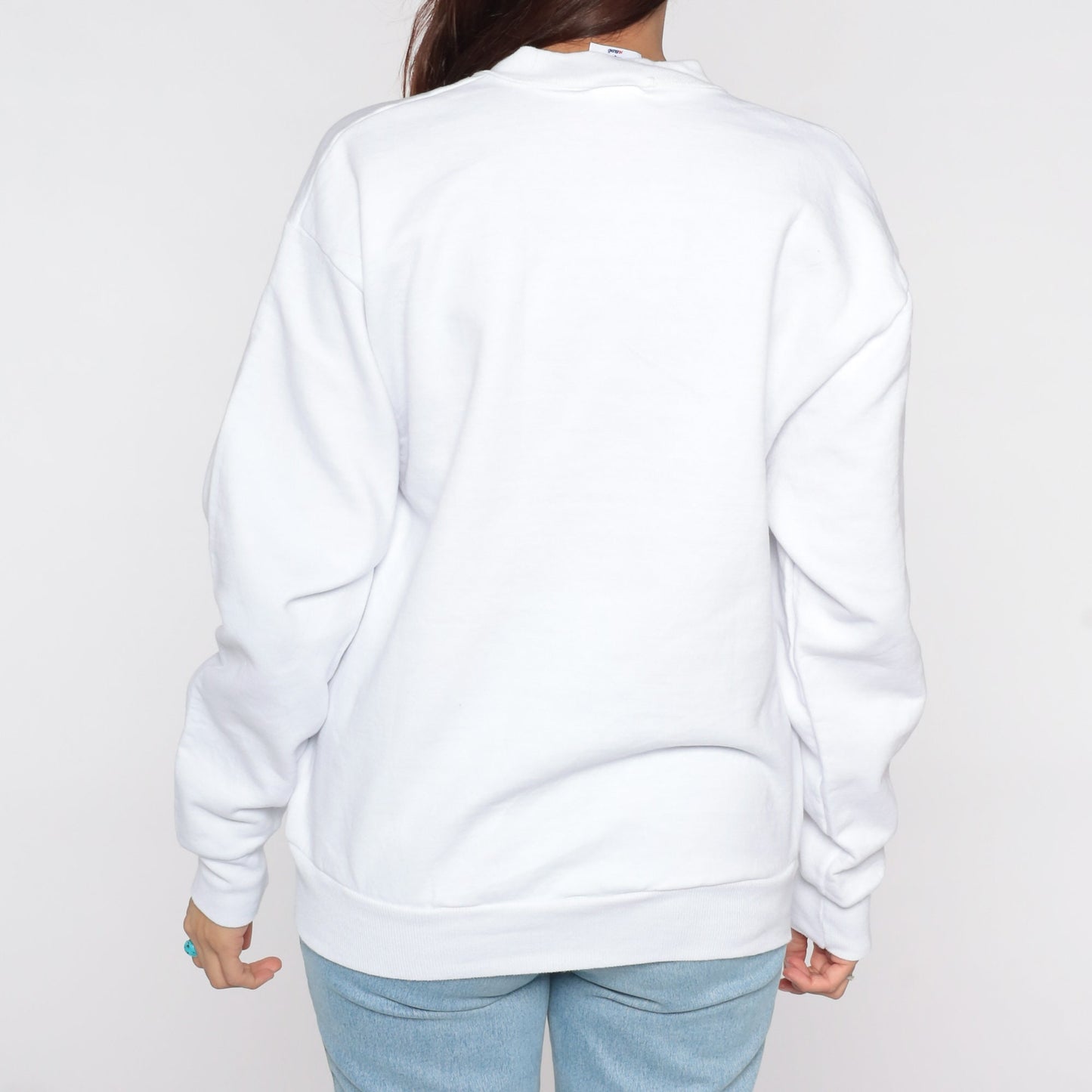 80s Jerzees White Heart Rosette Embellished Sweatshirt Crewneck Medium M