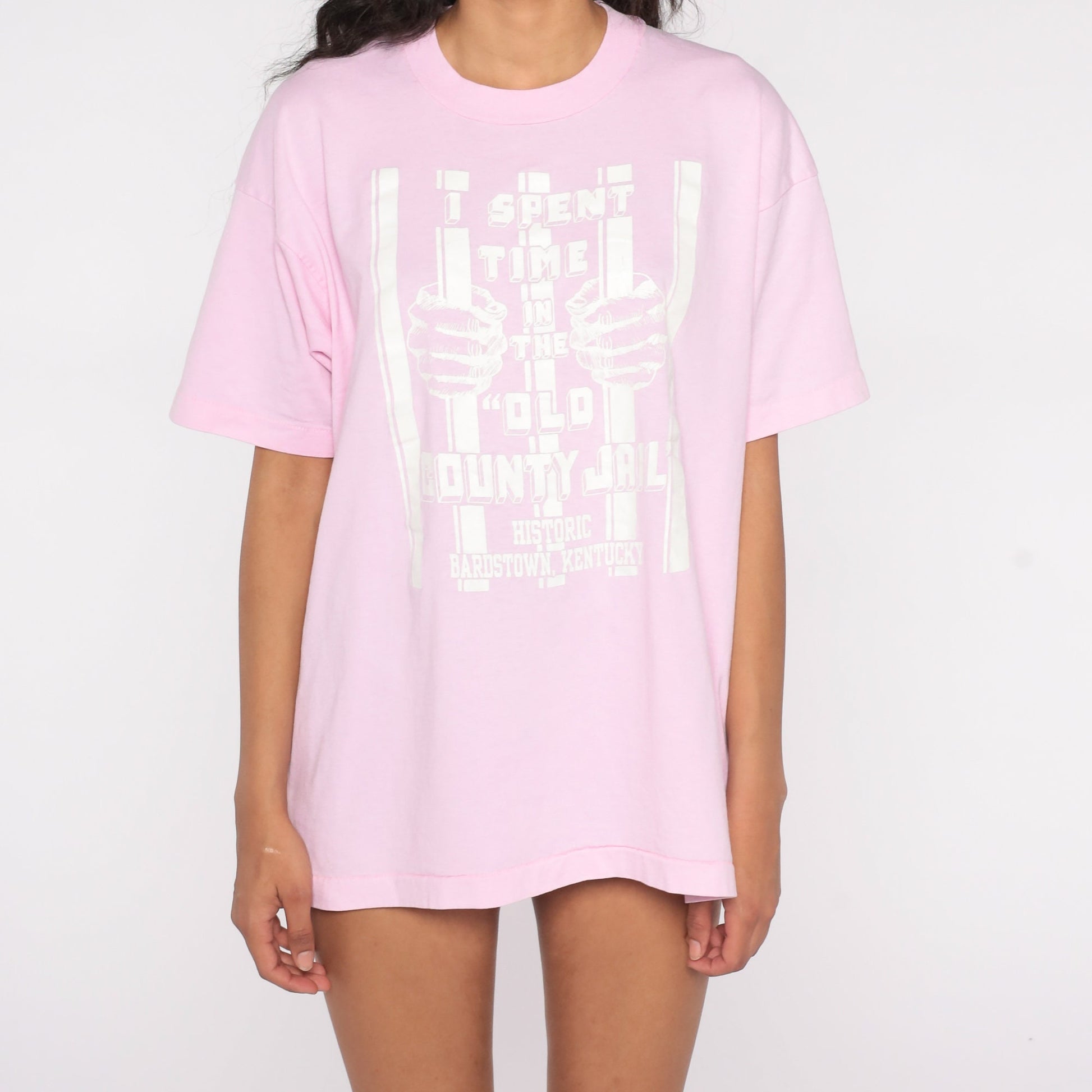 90s Kentucky Jail Bardstown Graphic T-Shirt Pink Screen Stars Extra Large XL