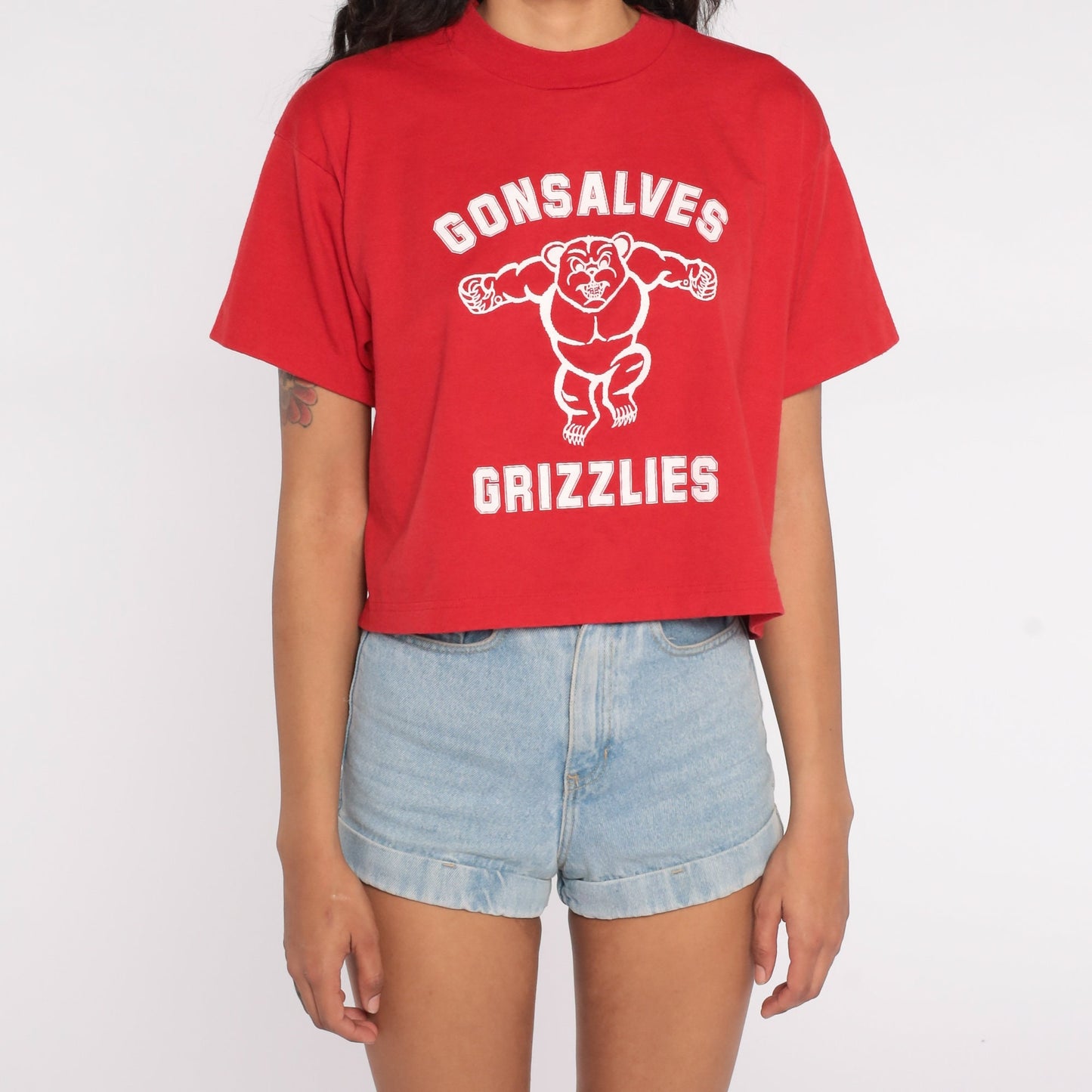 90s Gonsalves Grizzlies Graphic Tee Red Screen Stars Cerritos Elementary Large