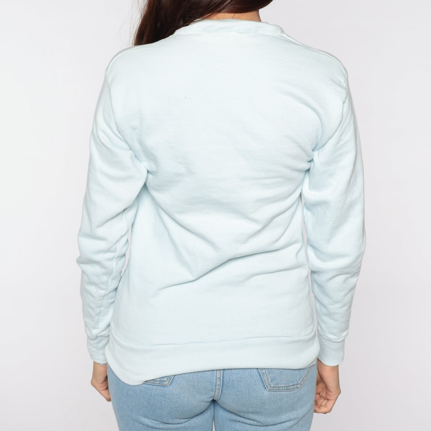 80s Touch Of Class Butterfly Floral Sweatshirt Baby Blue Crewneck Extra Small