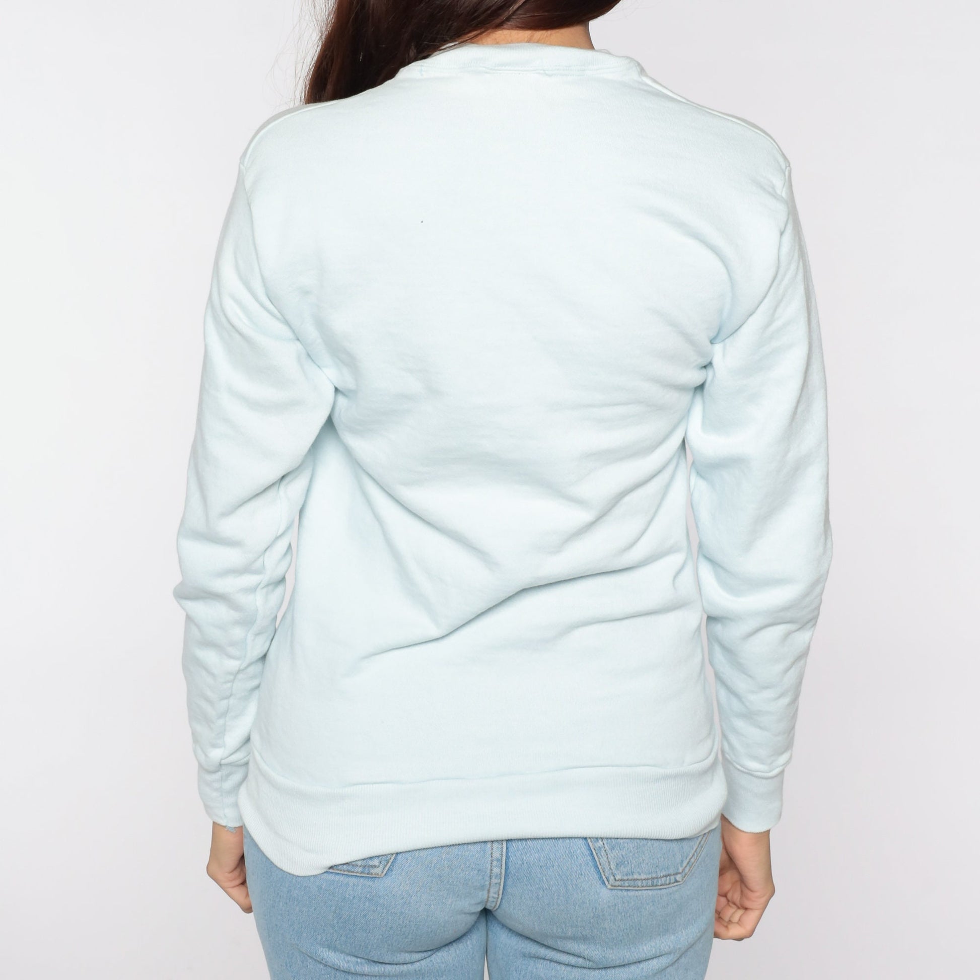 80s Touch Of Class Butterfly Floral Sweatshirt Baby Blue Crewneck Extra Small