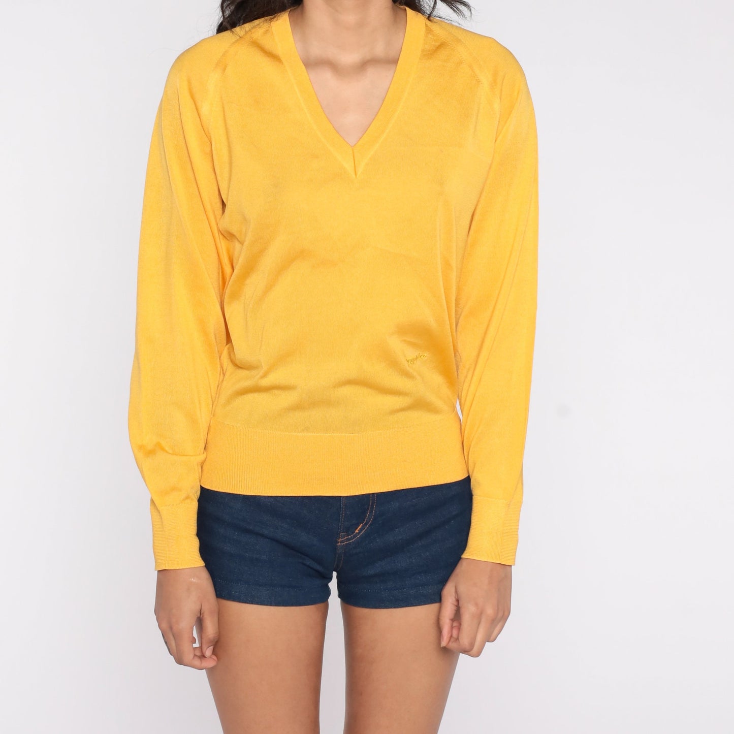 80s Paganica Yellow Raglan Sweater Pullover Small S
