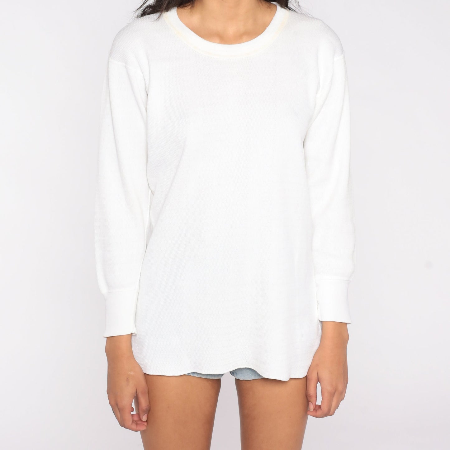 80s White Thermal Waffle Knit Long Sleeve Undershirt Extra Large