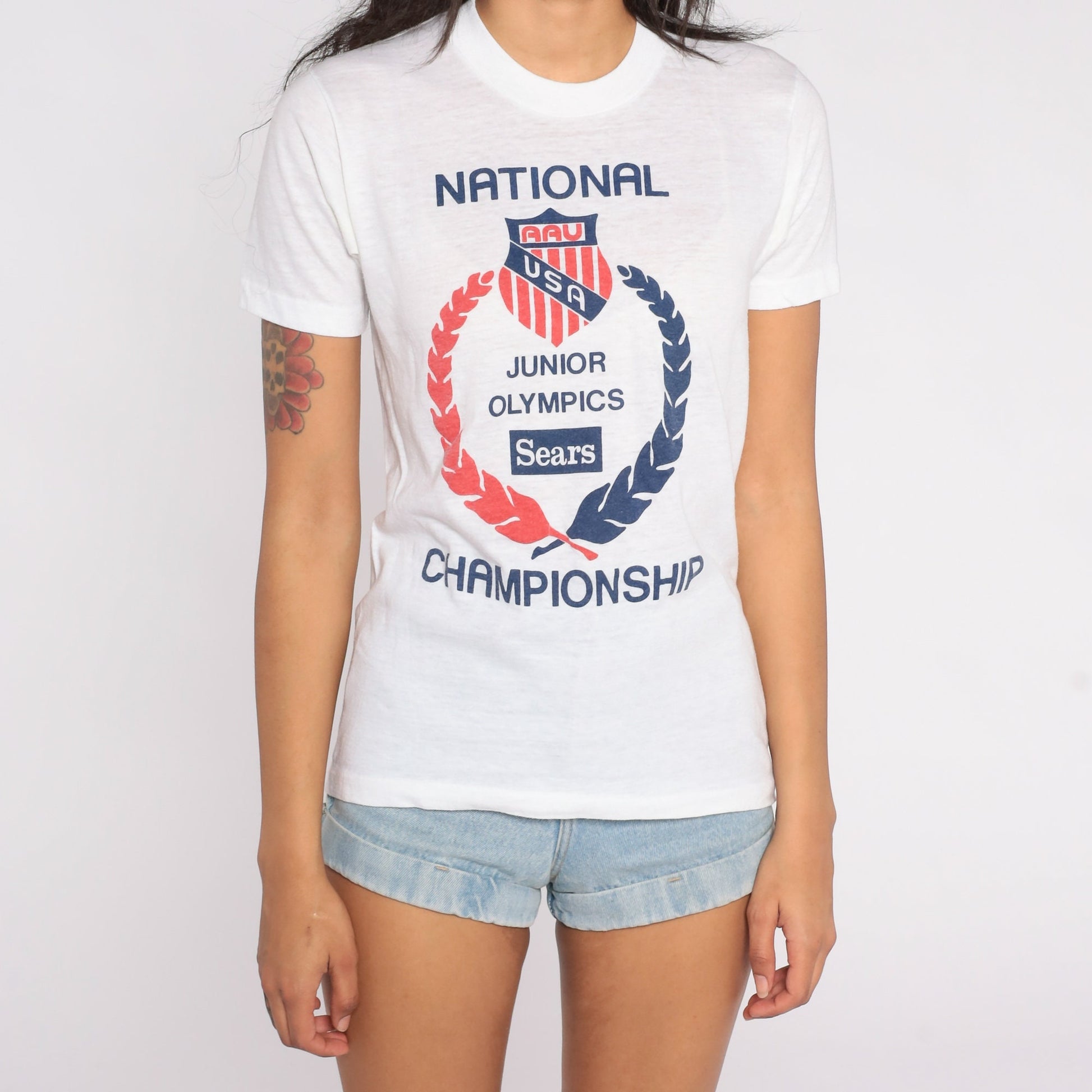 80s Sears Junior Olympics National Championship Graphic Tee White Single Stitch Small