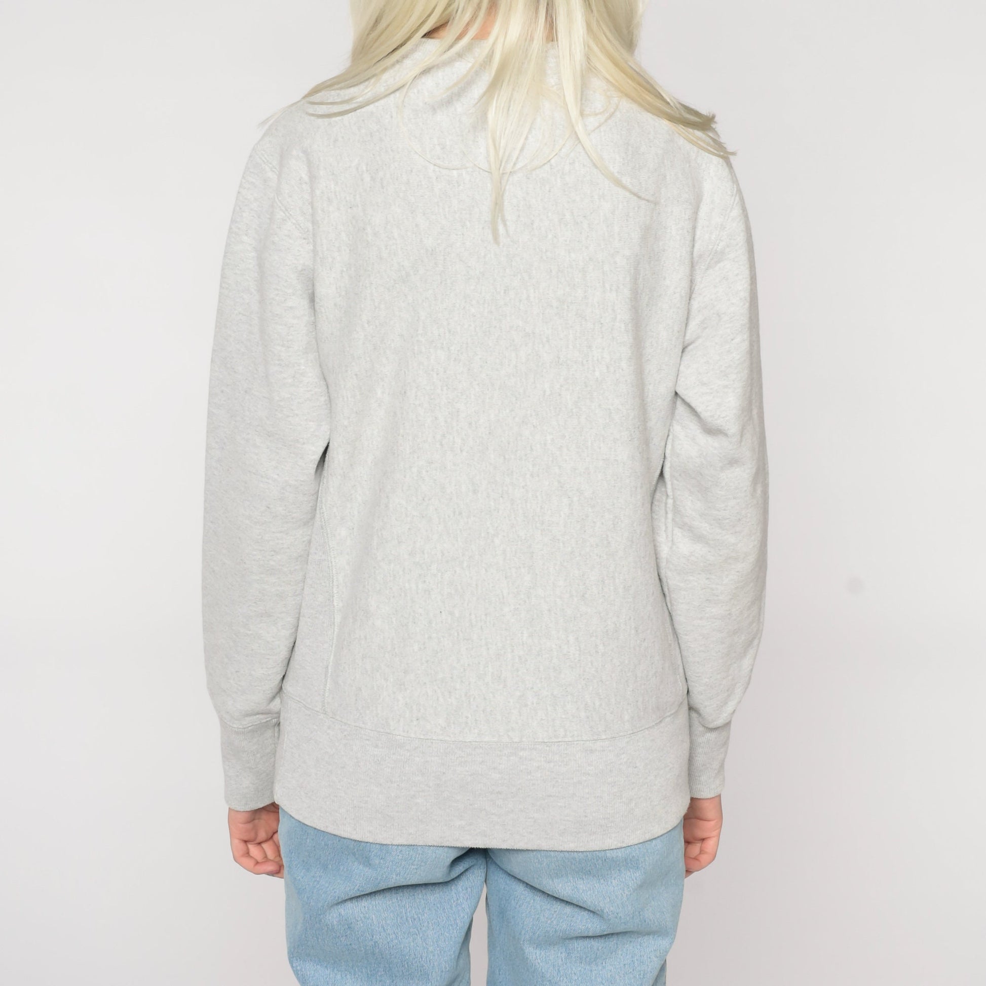 Y2K Champion Grey Crewneck Sweatshirt Plain Pullover Medium