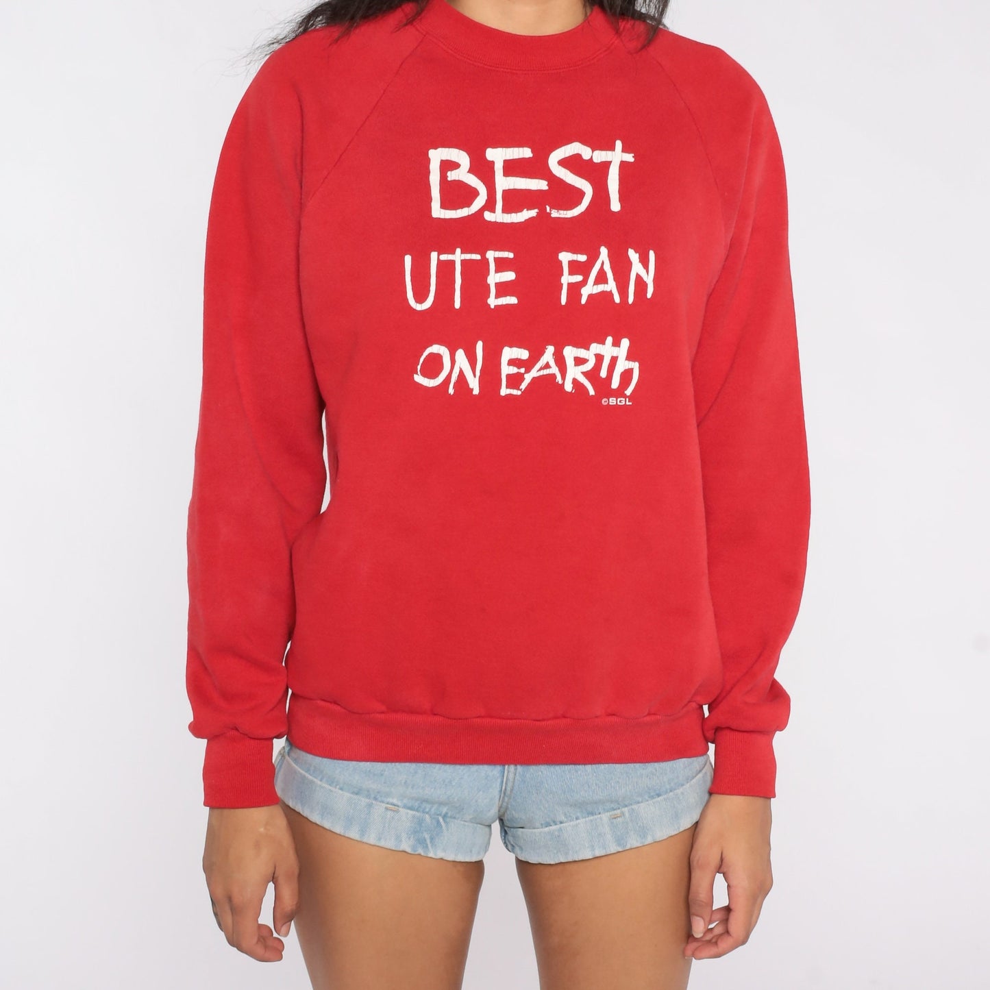 80s Utah Utes Sweatshirt Red Graphic Crewneck College Football Large L