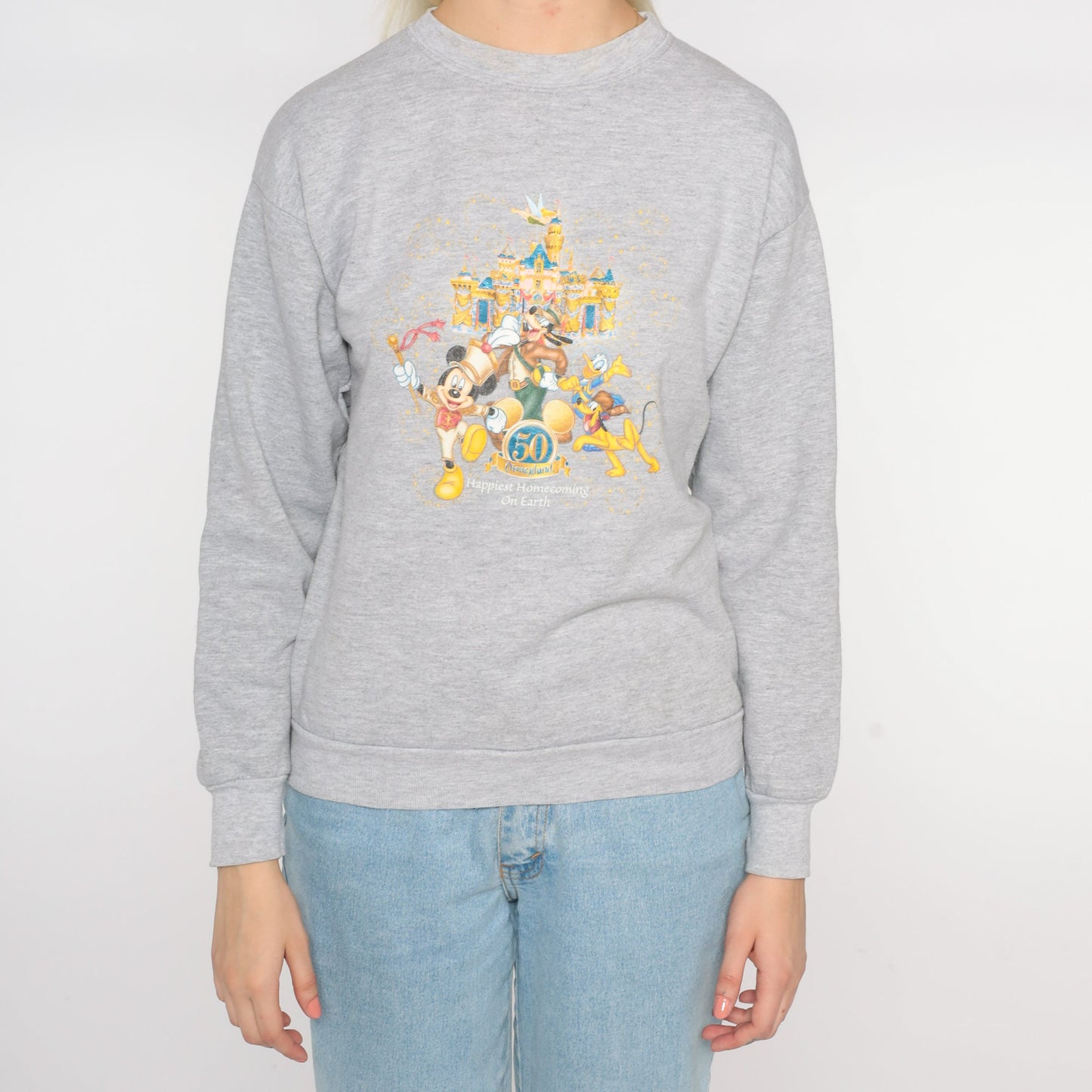 2005 Disneyland 50 Happiest Homecoming on Earth Sweatshirt Grey Crewneck XS