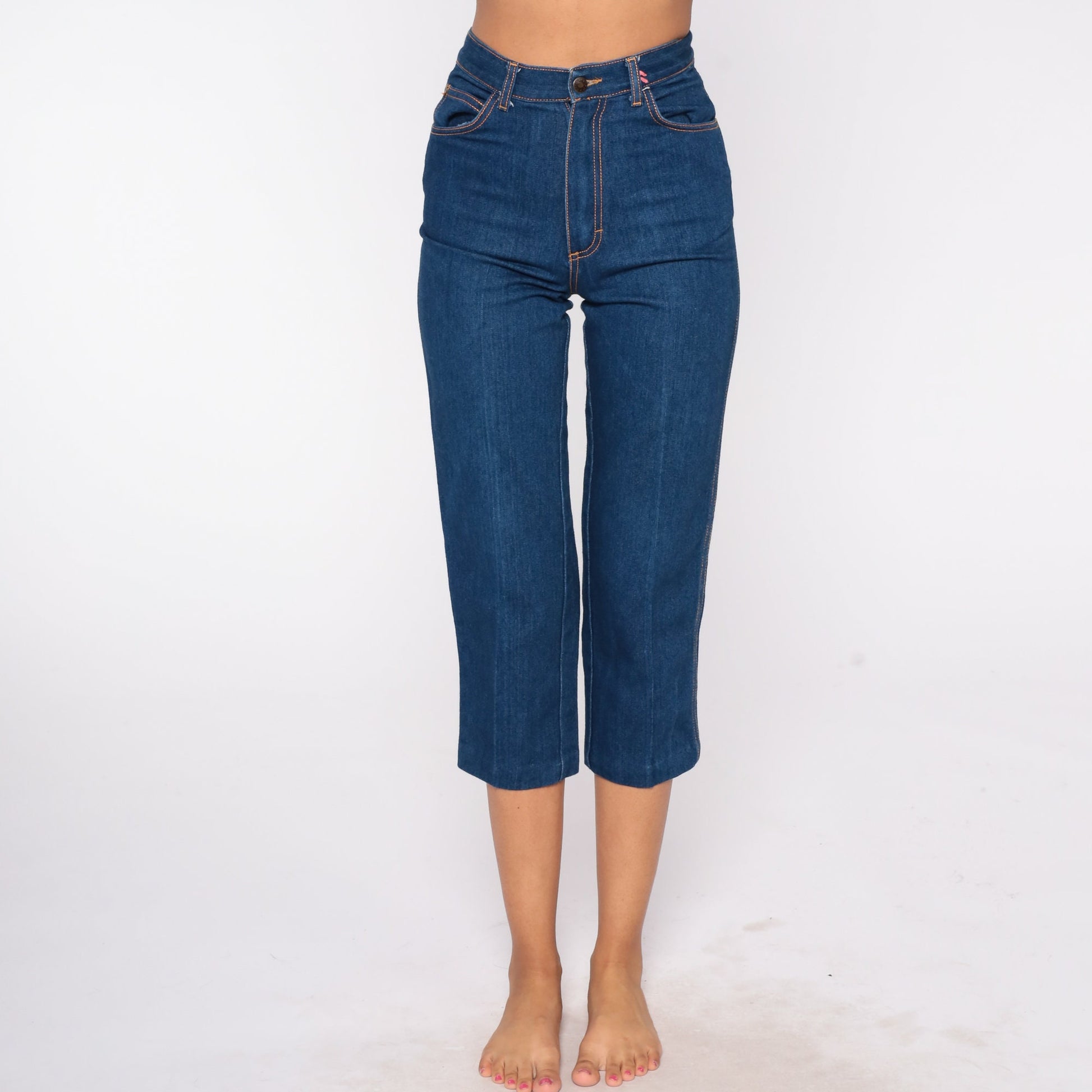 90s Gitano High Waisted Capri Jeans Dark Wash Denim Cropped Extra Small