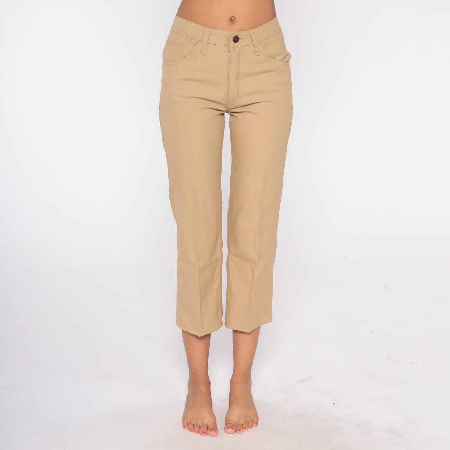 80s Tan High-Waisted Straight Leg Trousers Extra Small XS