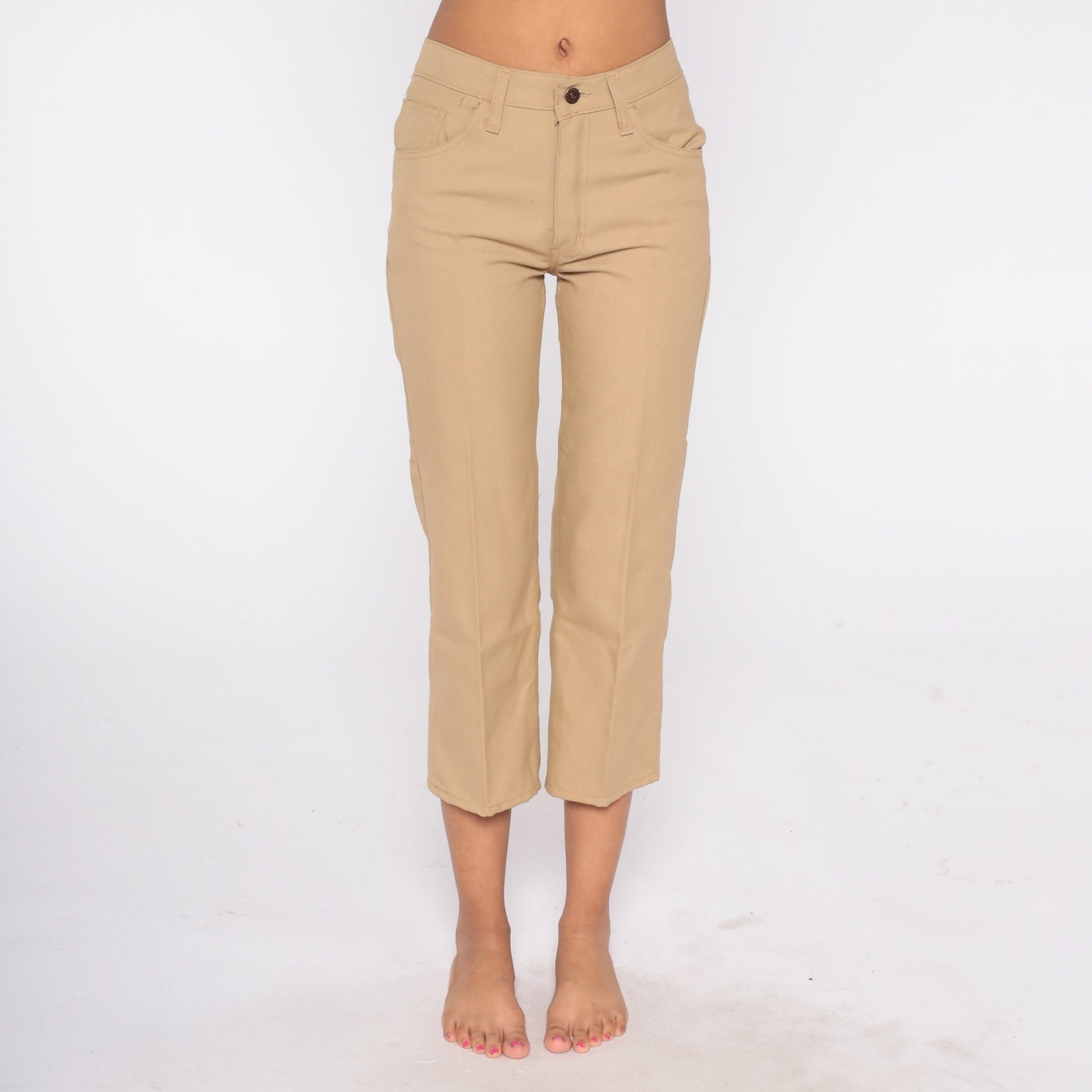 80s Tan High-Waisted Straight Leg Trousers Extra Small XS