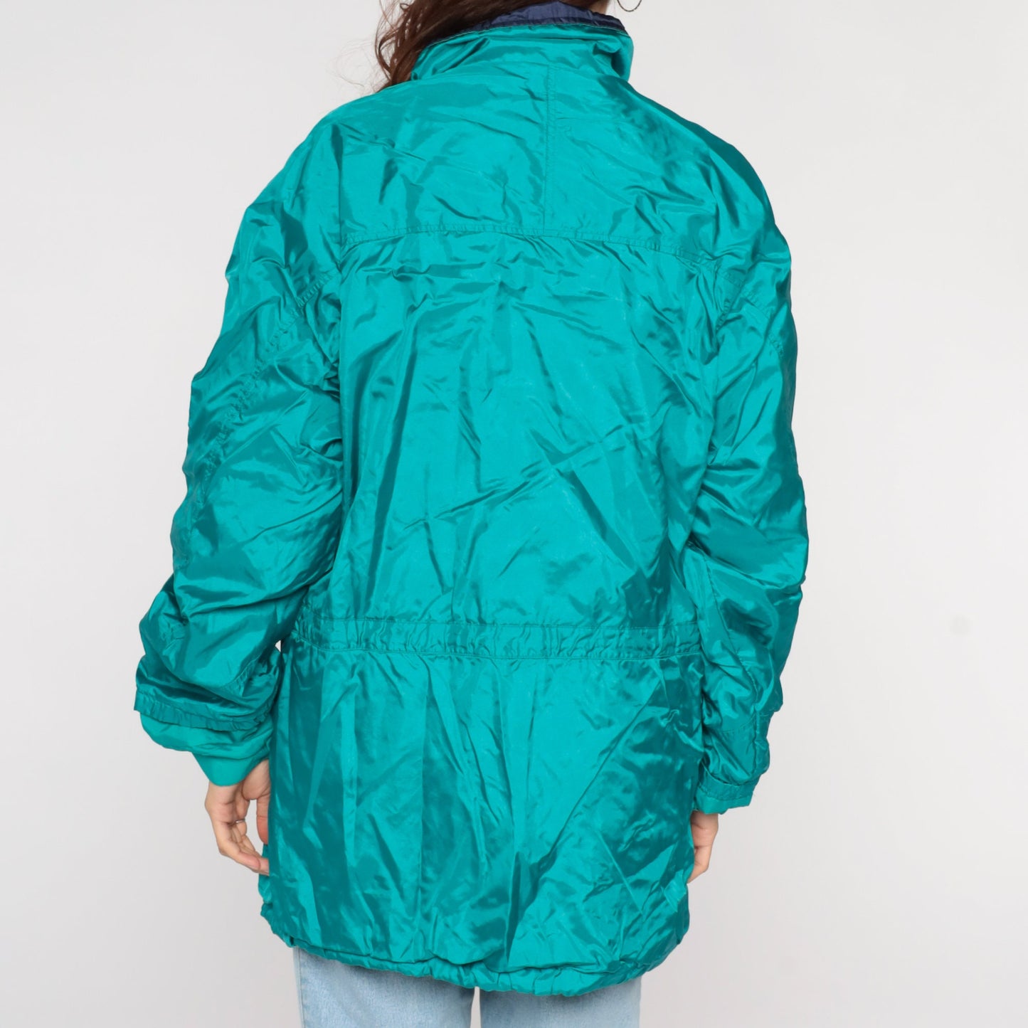 90s Eddie Bauer Teal Windbreaker Jacket Gortex Waterproof Men's Large