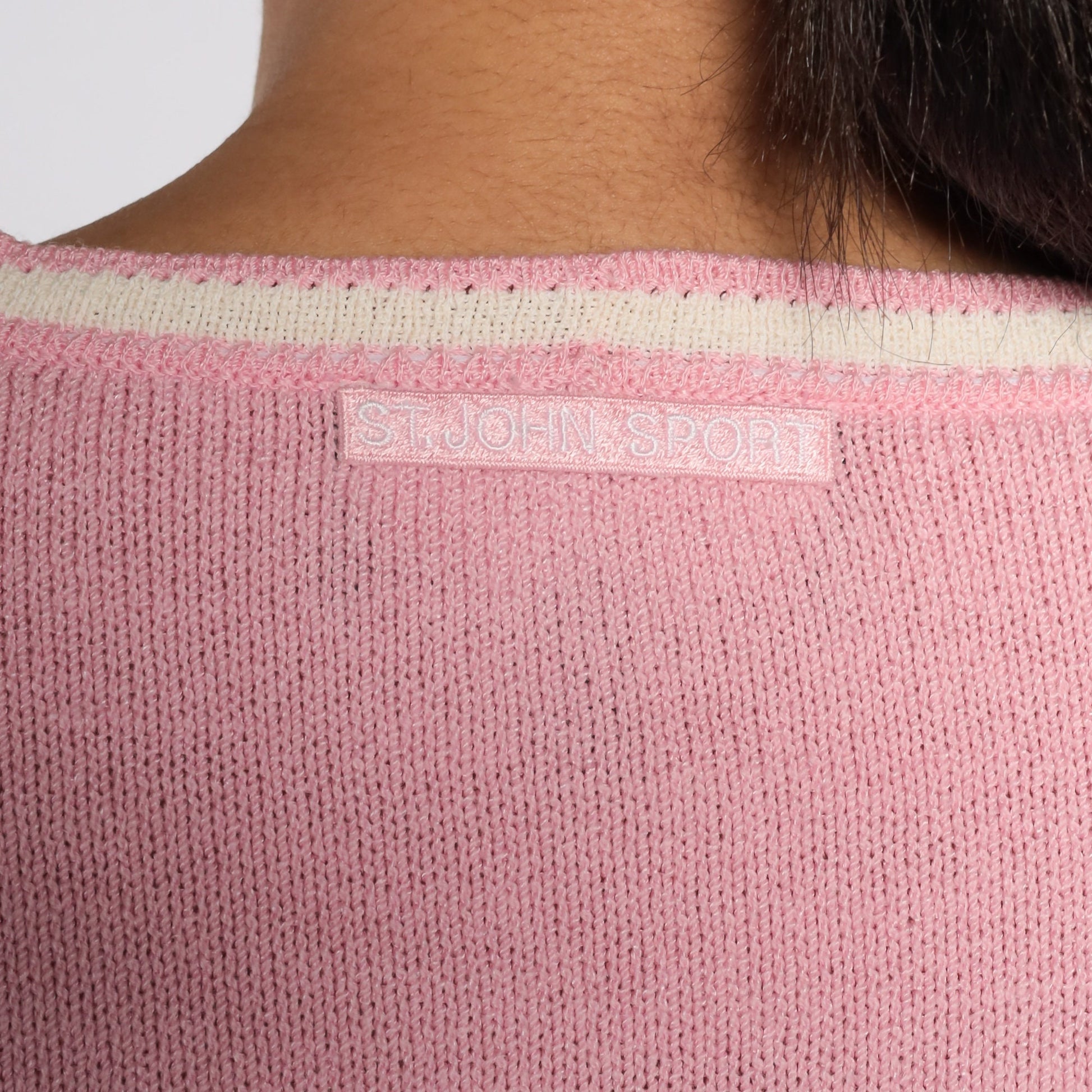 90s St John Sport Wool Cardigan Baby Pink Button Up Sweater Small