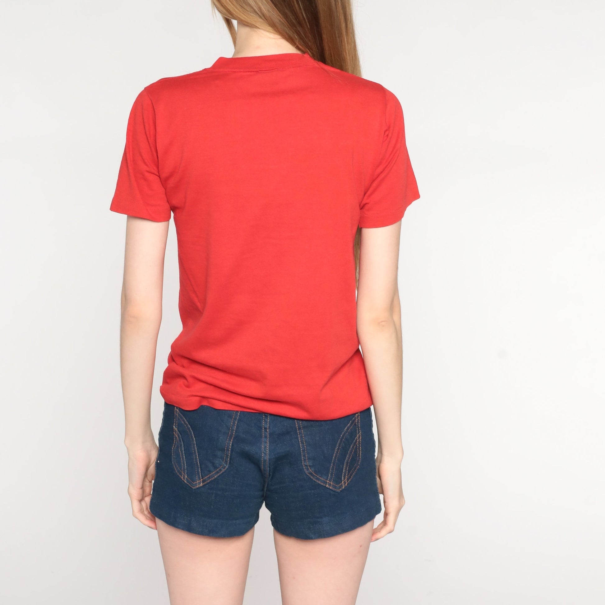 80s USA Field Hockey Graphic T-Shirt Red Crewneck Jerzees Small