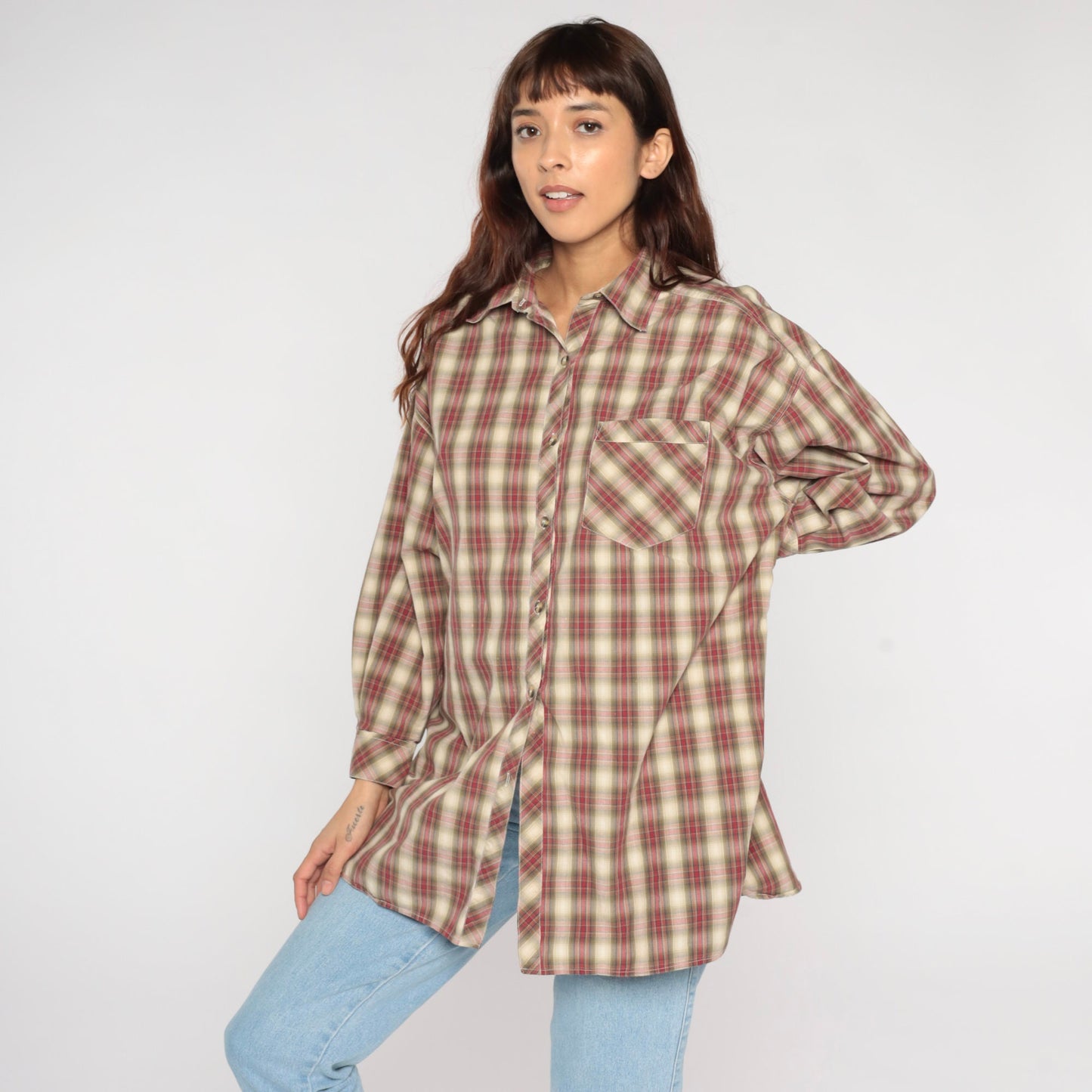 Y2K Victoria's Secret Country Red Plaid Button-Up Blouse Small