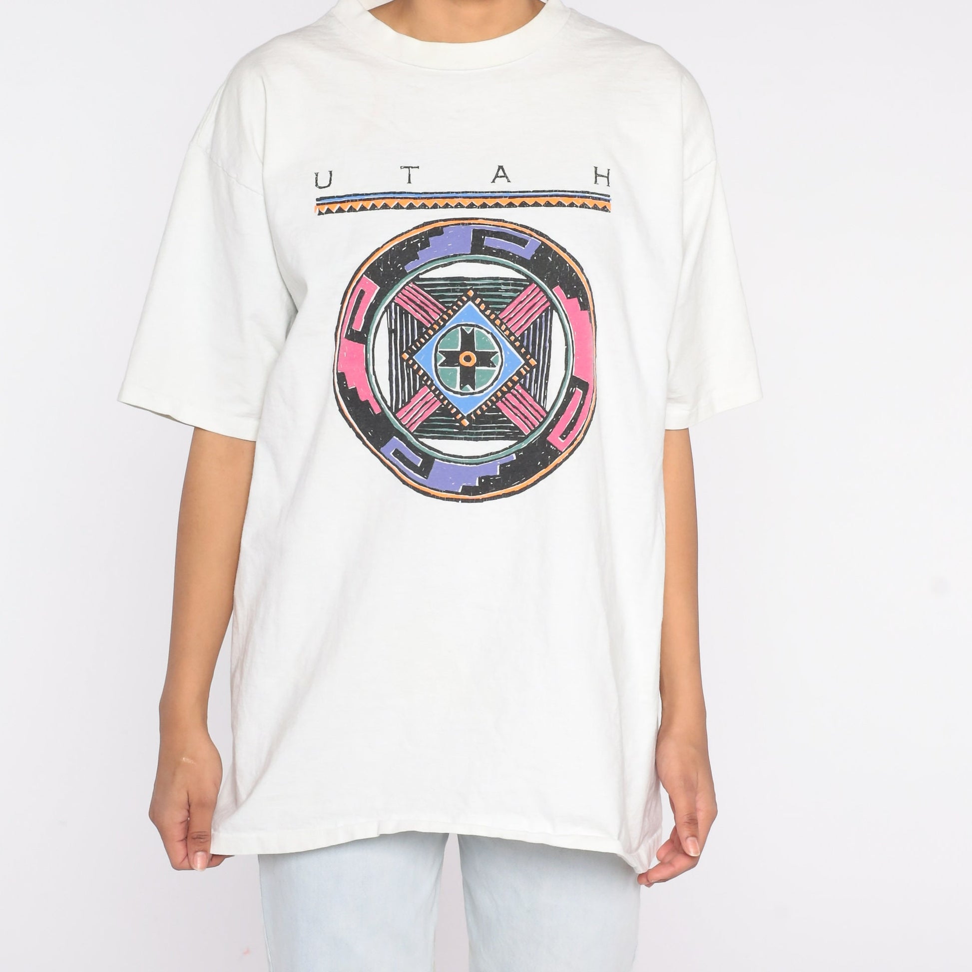 90s Utah Southwestern Graphic T-Shirt White Single Stitch Large