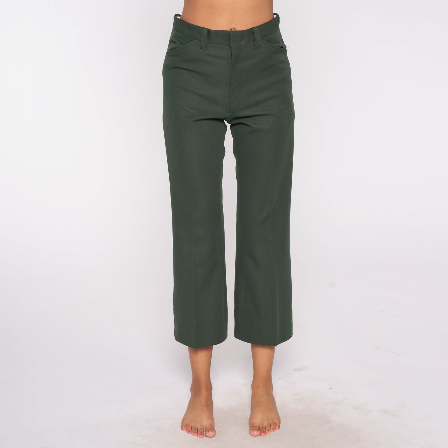 70s Green High-Rise Straight Leg Trousers Small