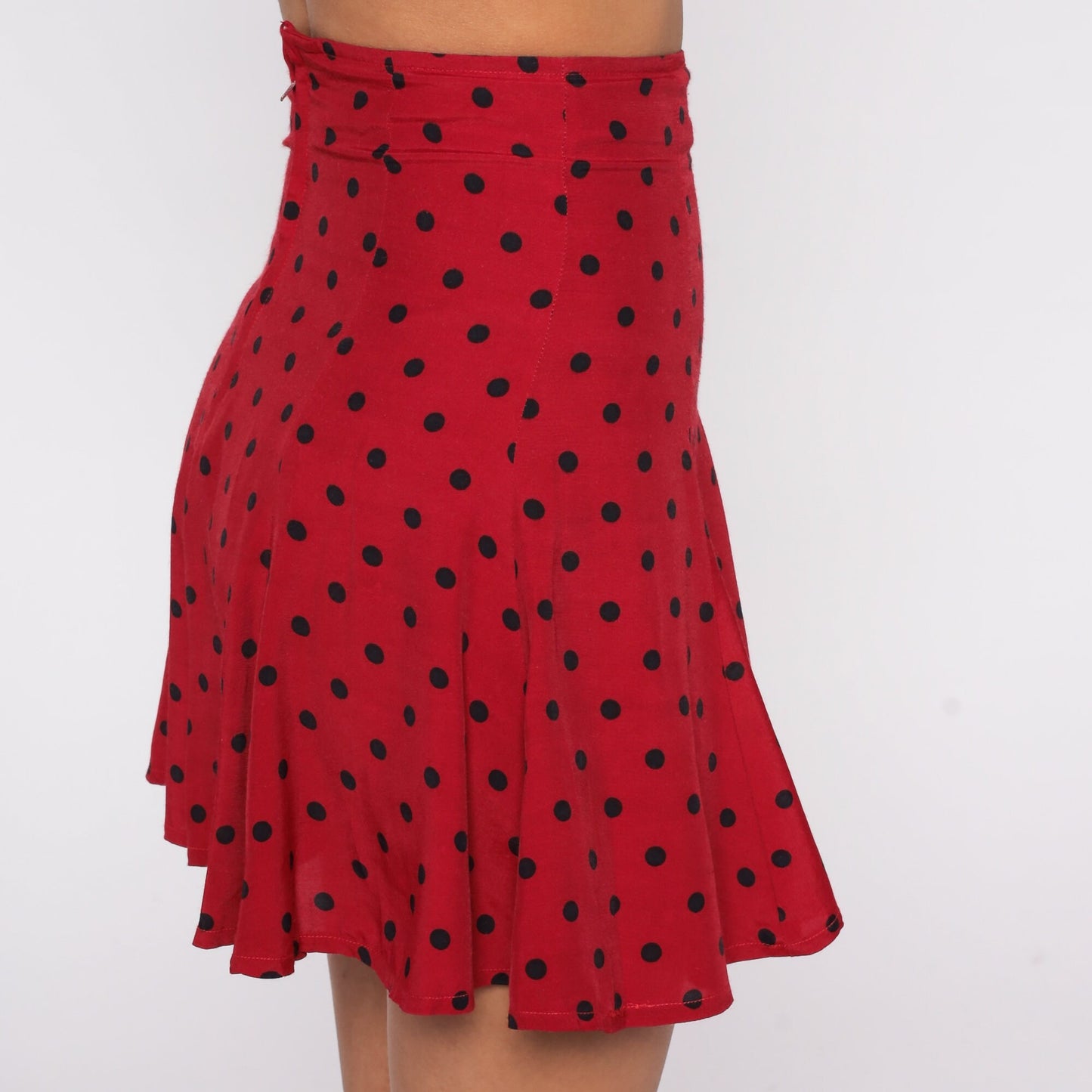 90s Red Polka Dot Pleated Mini Skirt High Waisted XXS