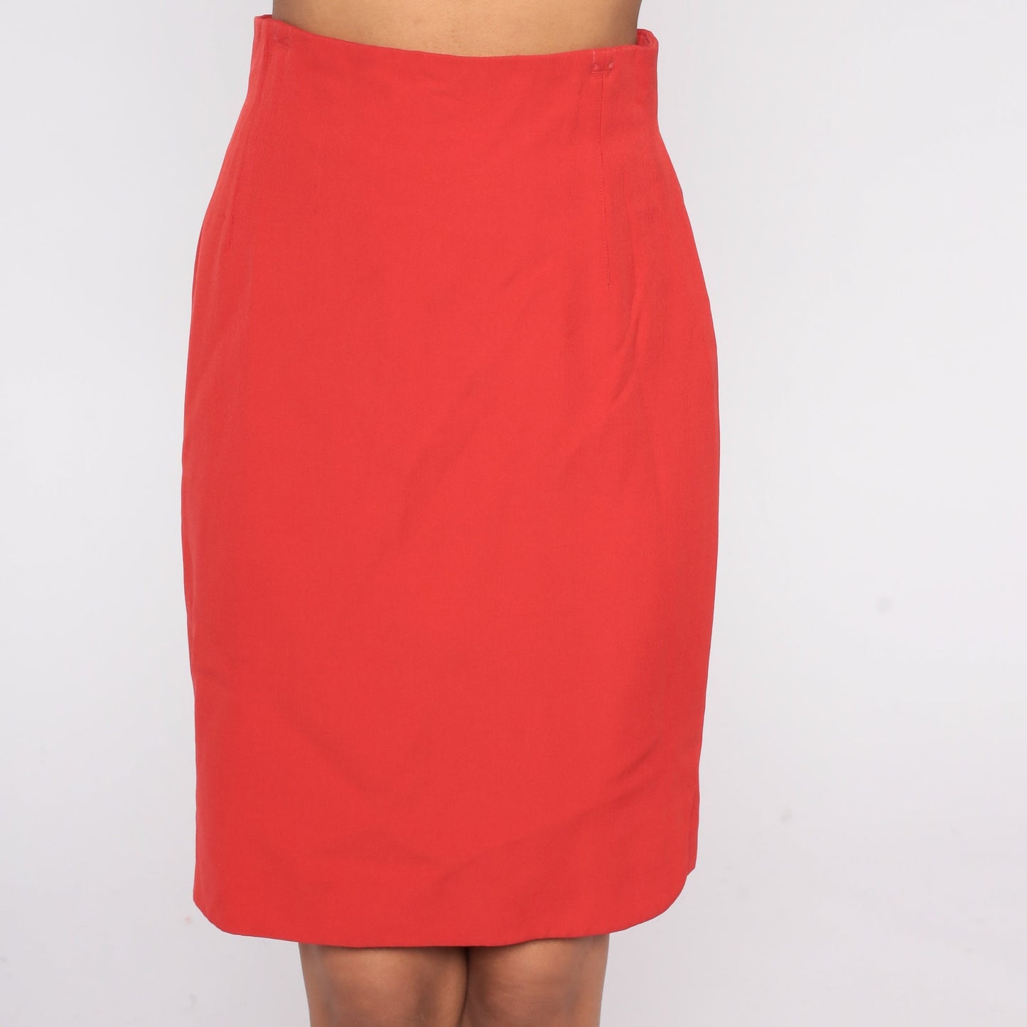Y2K Escada Red Wool Pencil Skirt High Waist Mini Small S