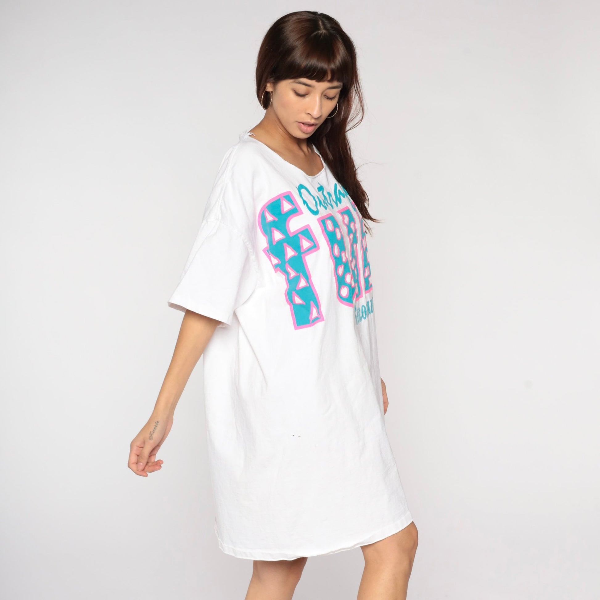 90s Colorado Belle Casino T Shirt Dress White Graphic Minidress One Size
